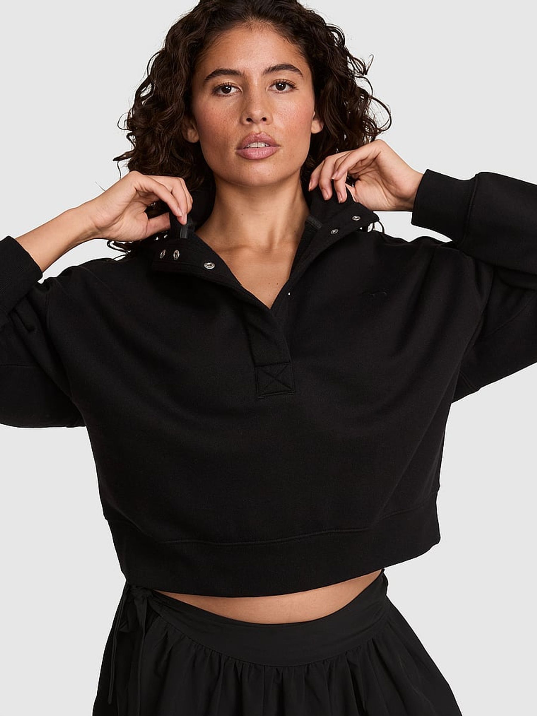 Black Snap Front Sweatshirt - Image 1 of 2