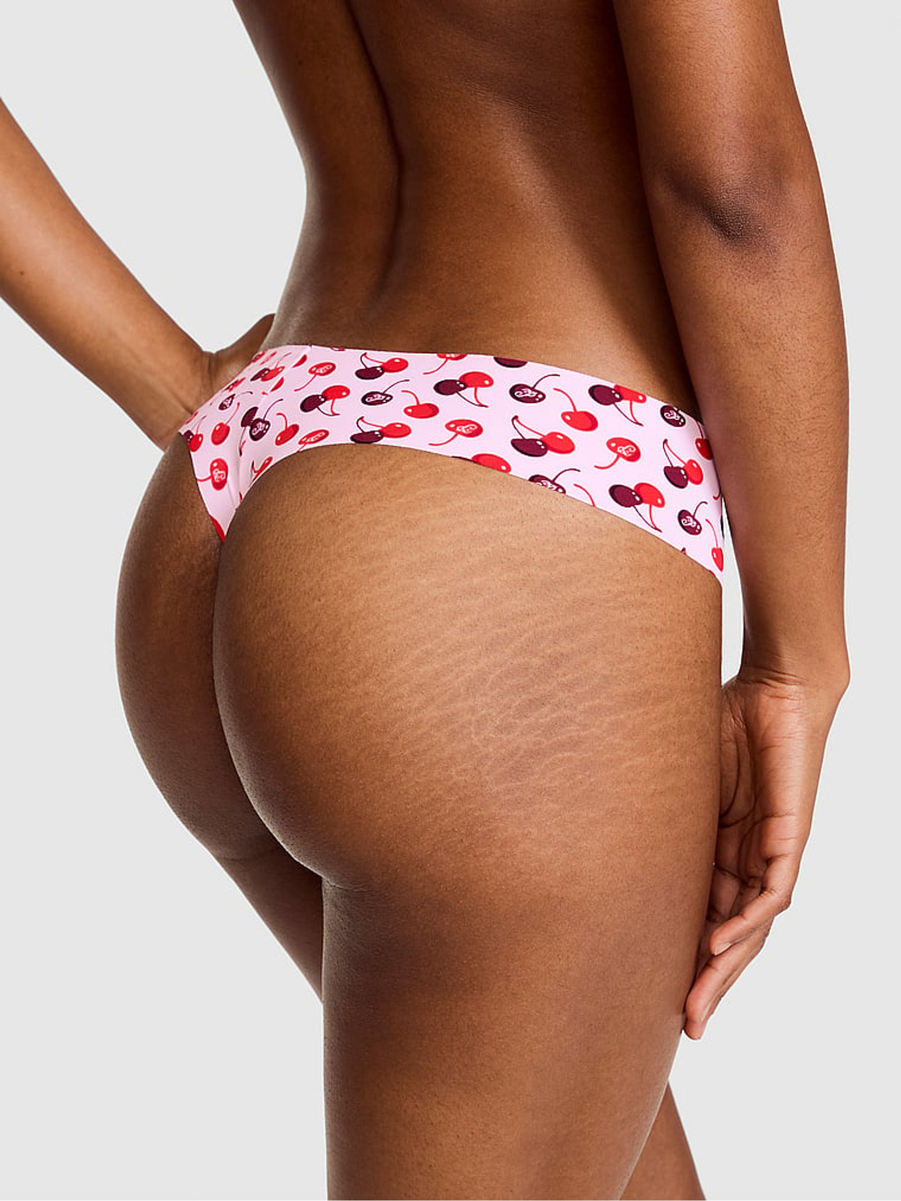 Pink Tulip Cherry Print Thong No Show Knickers - Image 2 of 2