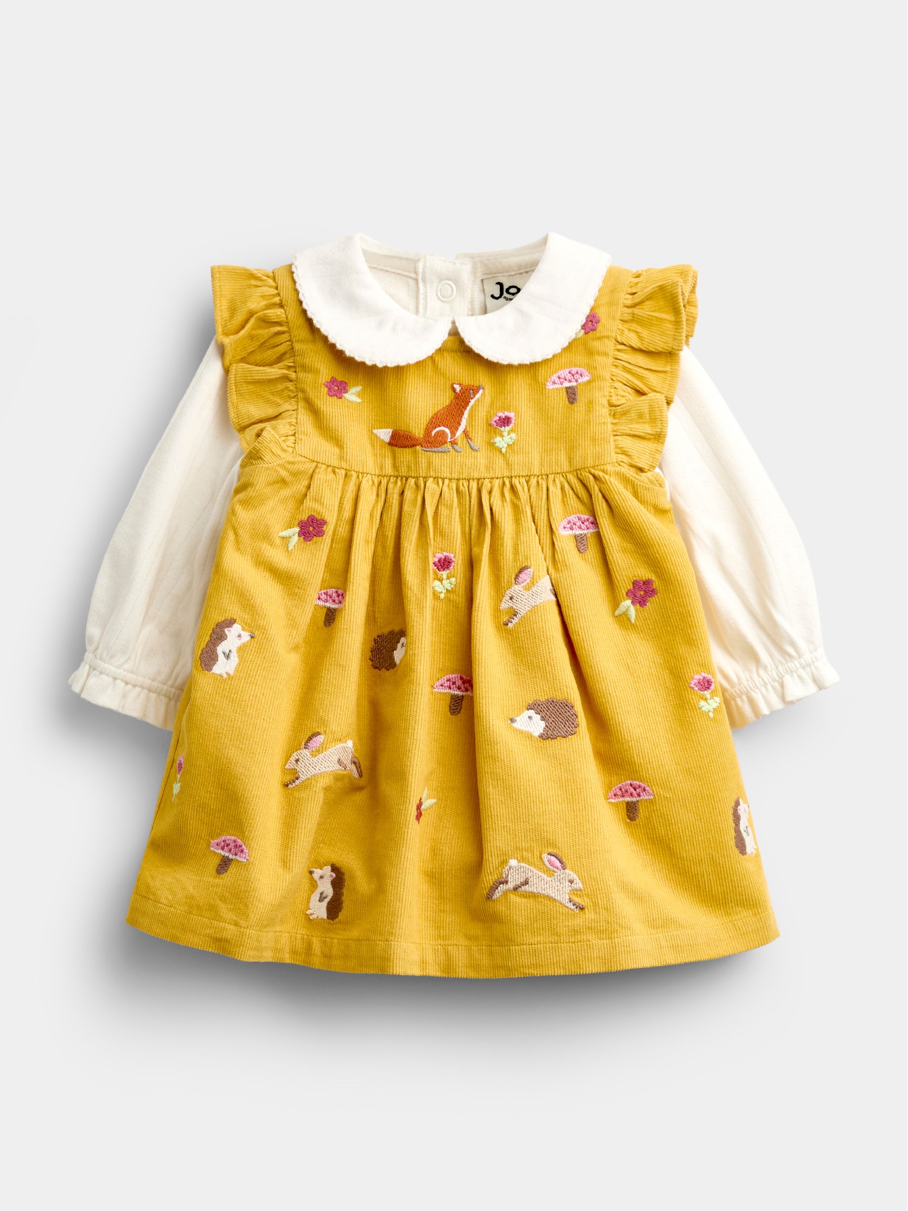 Ochre Yellow Woodland Embroidered Dress Set - Image 2 of 9