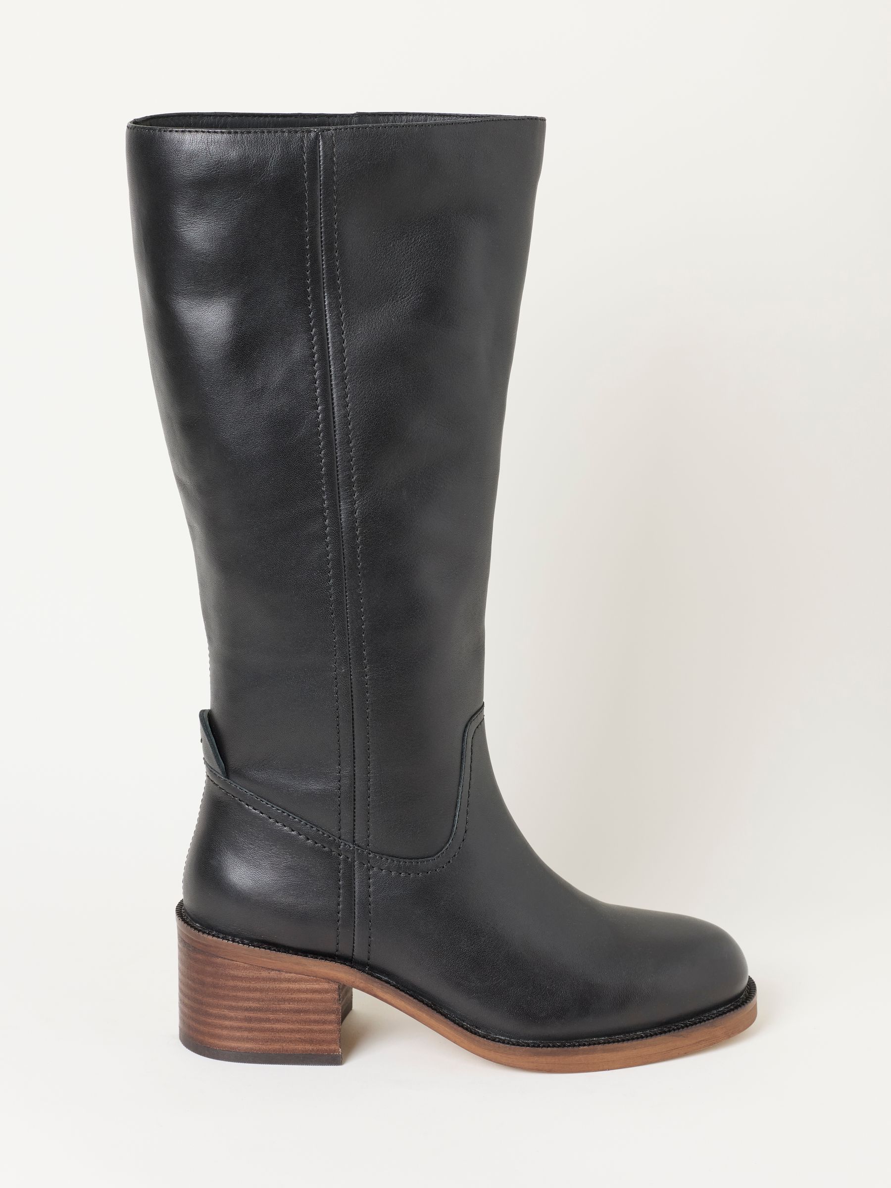 Wilton Black Leather Knee High Heeled Boot - Image 1 of 3 Wilton Black Leather Knee High Heeled Boot - Image 1 of 3