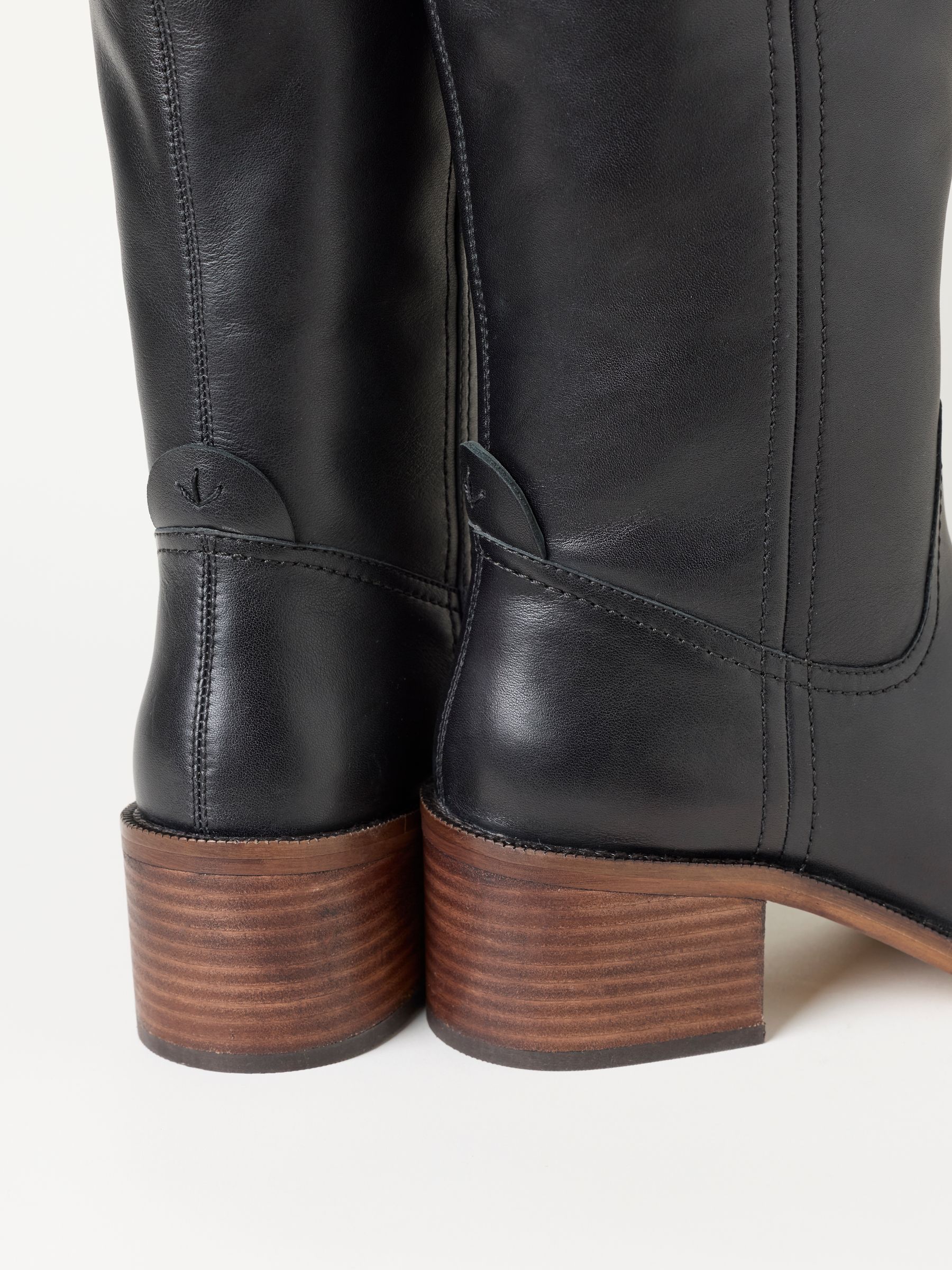 Wilton Black Leather Knee High Heeled Boot - Image 3 of 3