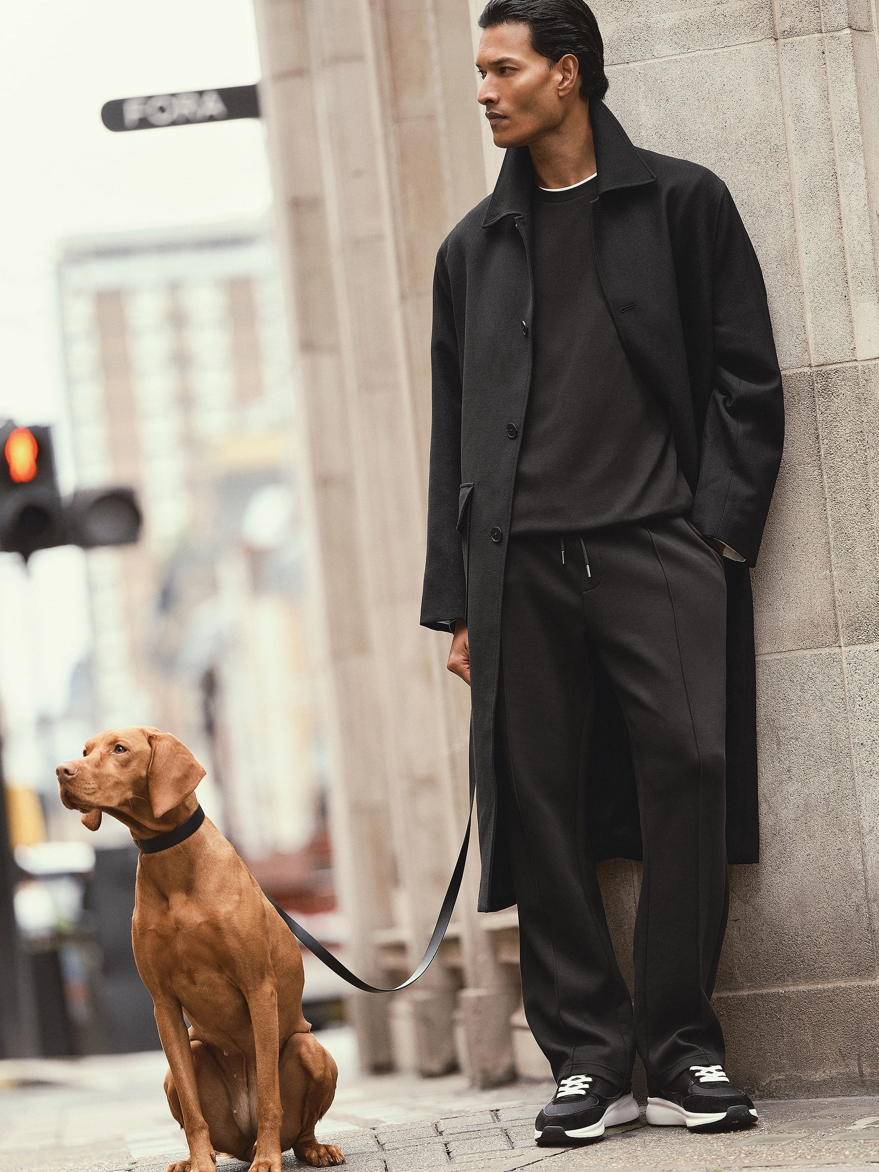 Sueded Interlock Jersey Relaxed-Fit Joggers in Black - Image 1 of 8