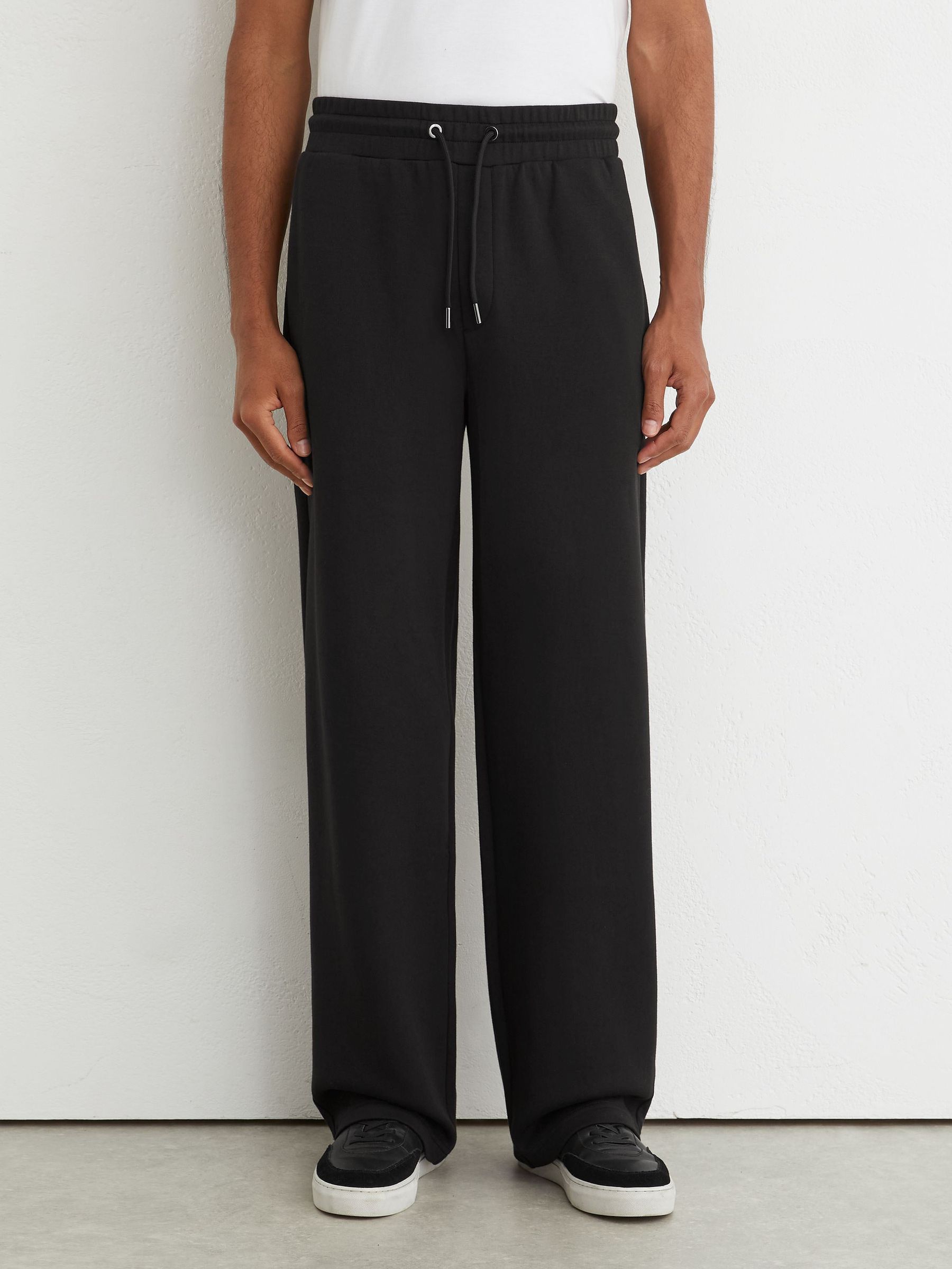 Sueded Interlock Jersey Relaxed-Fit Joggers in Black - Image 4 of 8