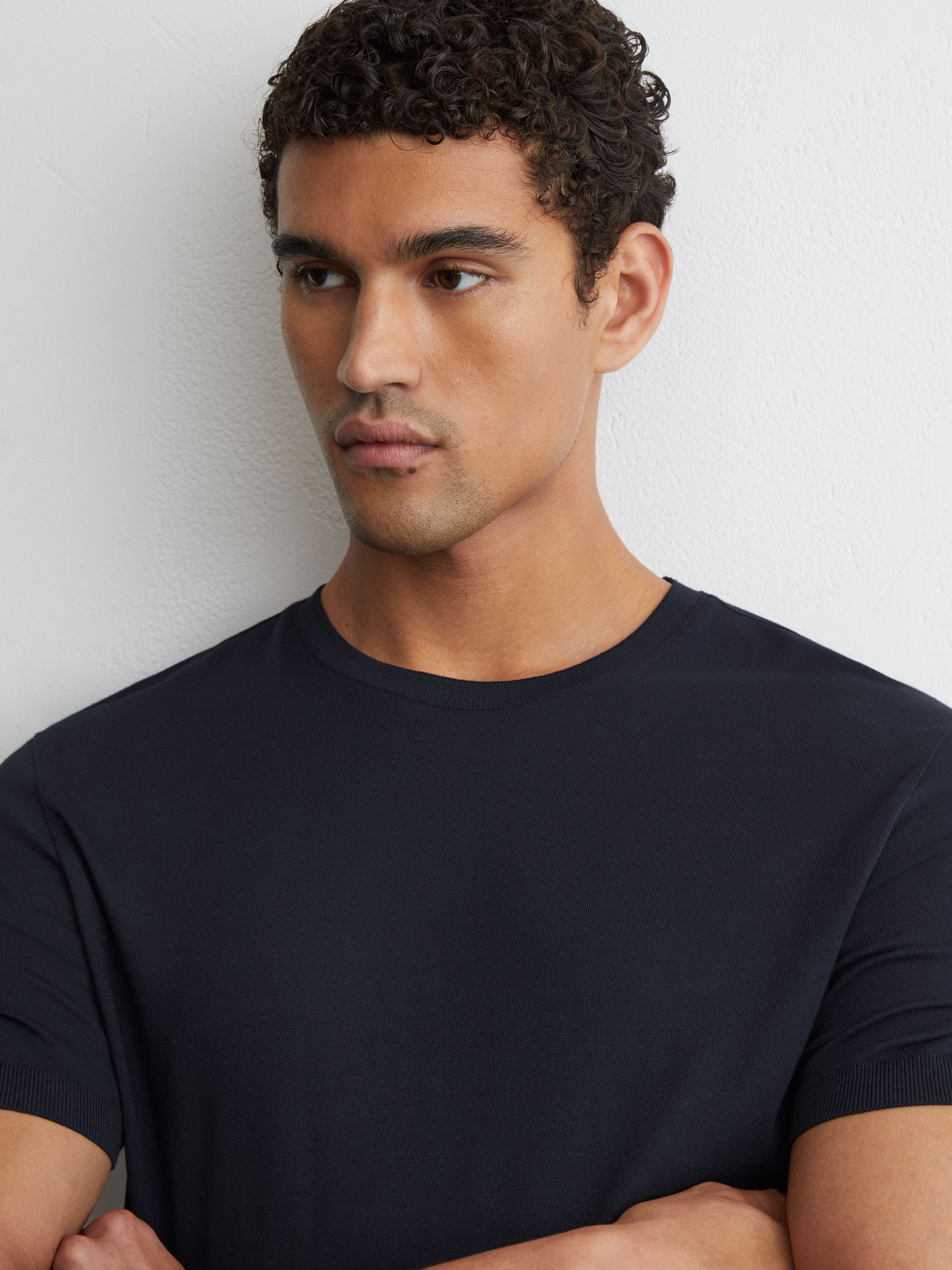 Cotton-Modal Crew-Neck Modern-Fit T-Shirt in Navy - Image 1 of 6