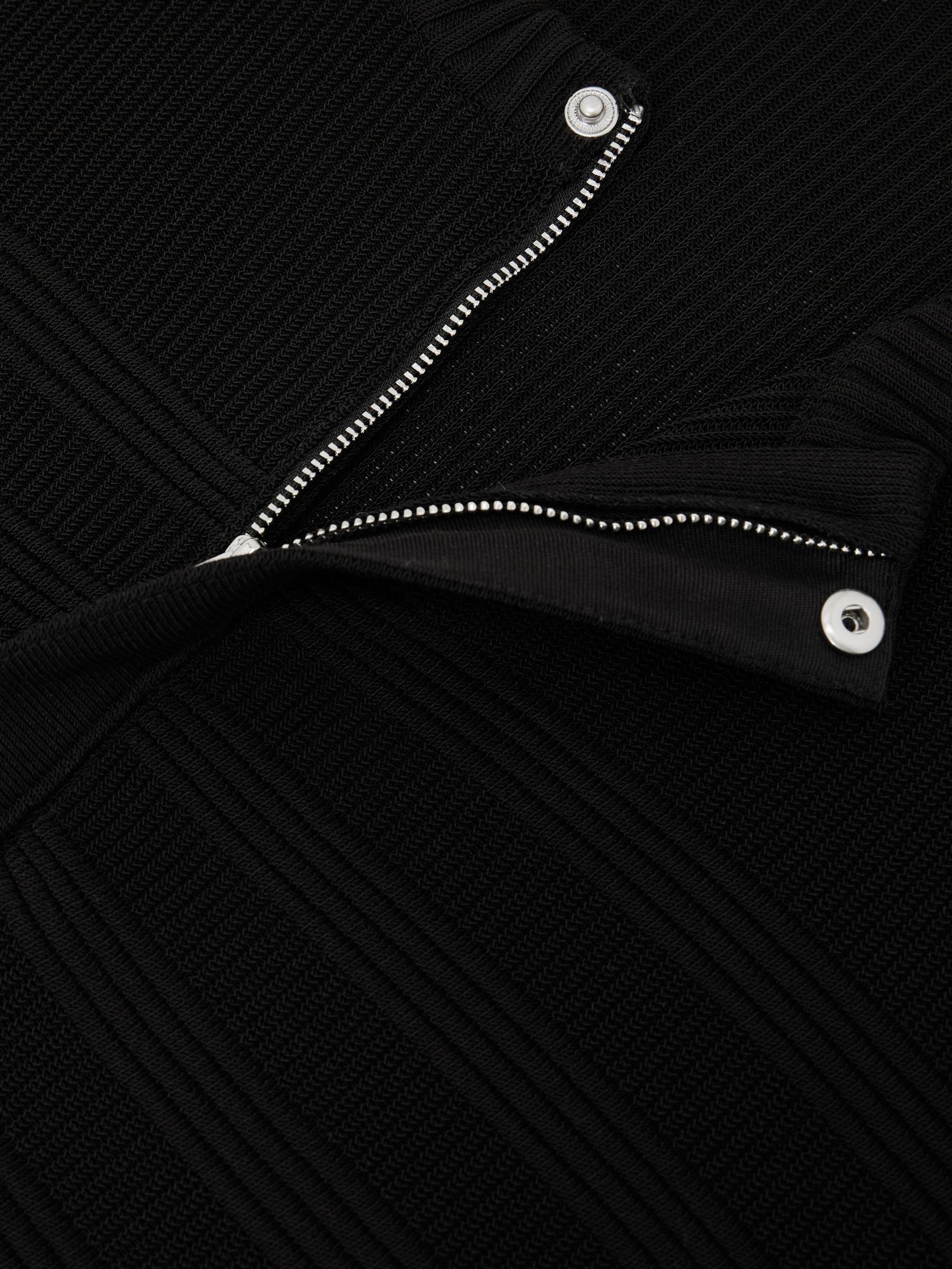 Cotton-Blend Textured Henley Top in Black - Image 6 of 6