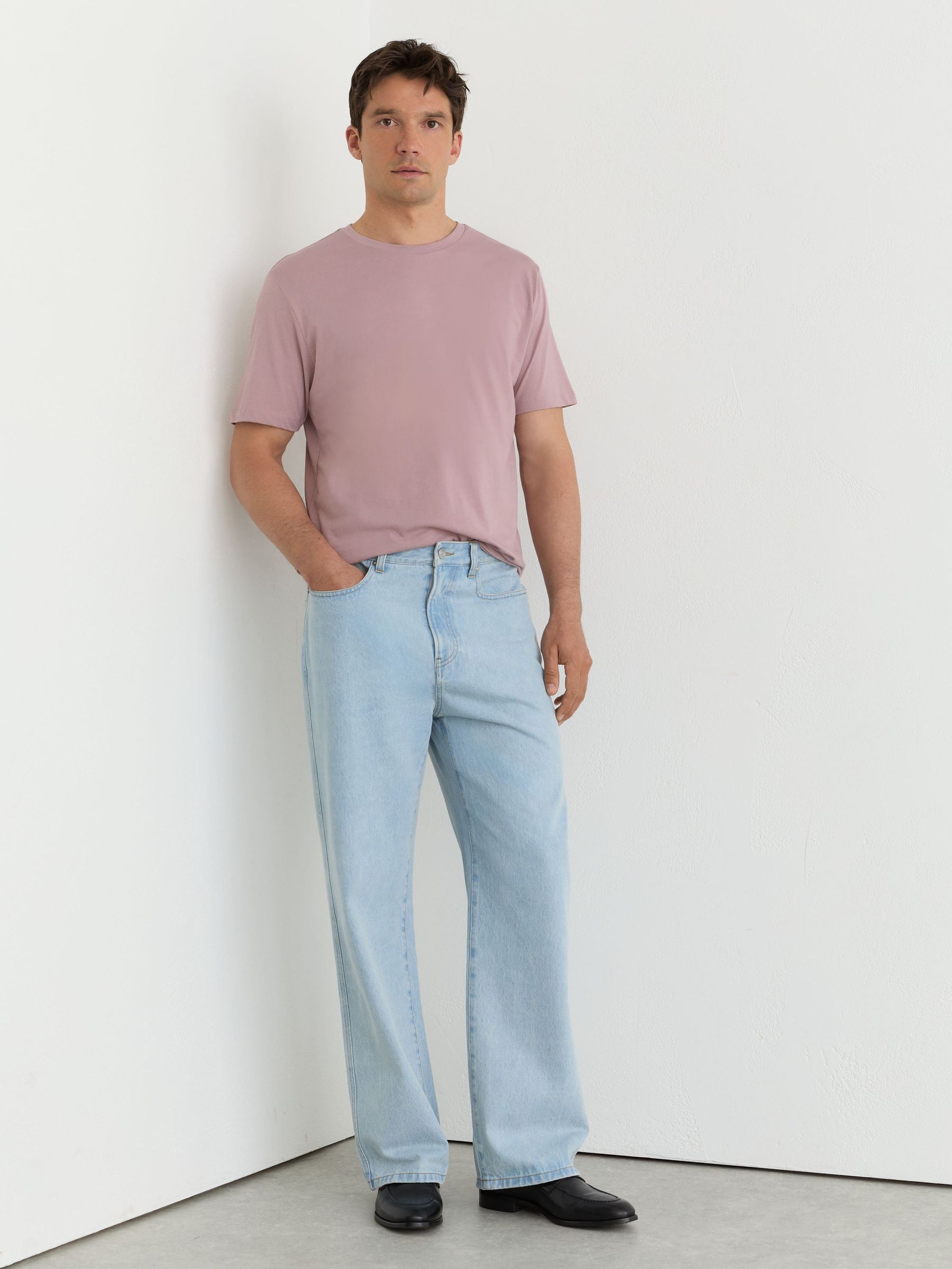 Cotton Crew-Neck Tailored-Fit T-Shirt in Dusty Rose - Image 3 of 5