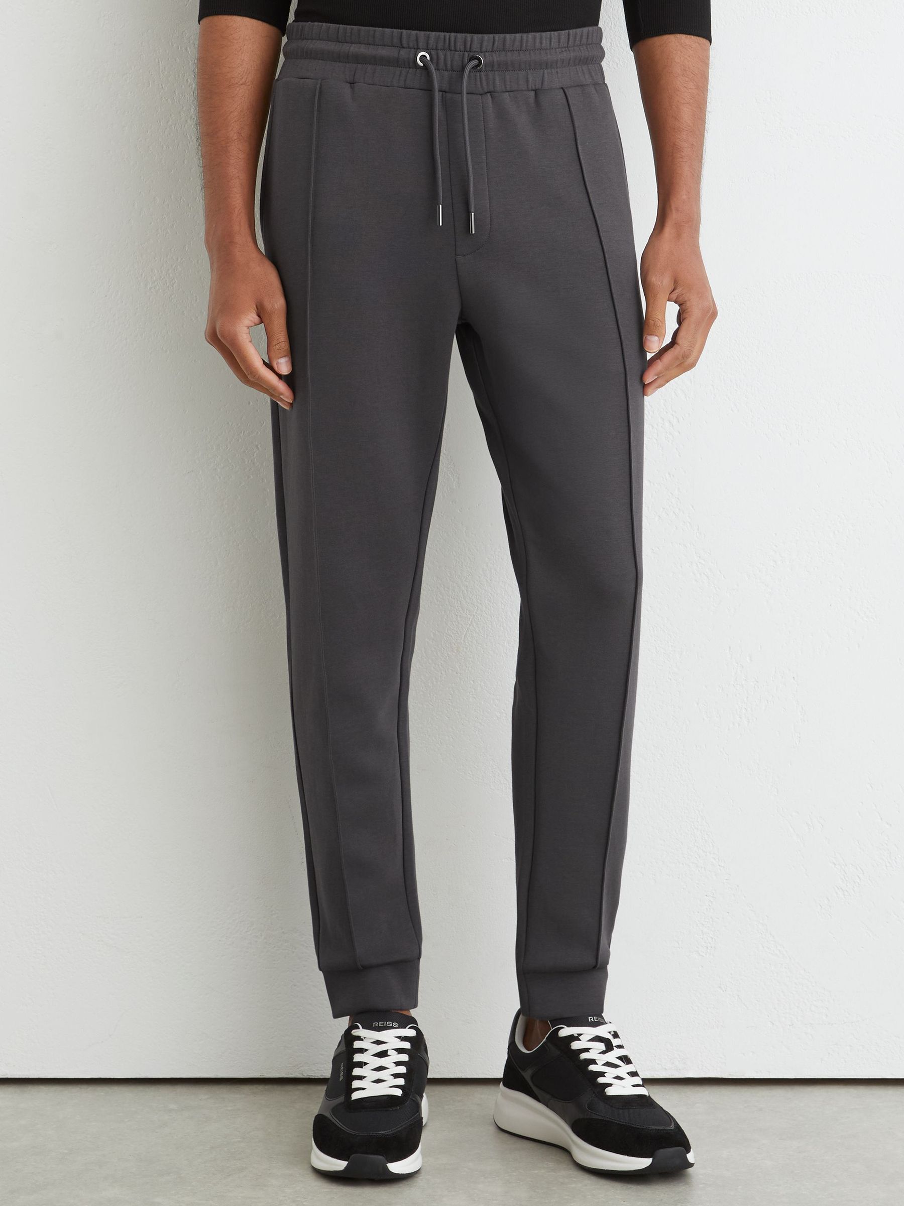 Premium Interlock Cuffed Joggers in Charcoal Grey - Image 4 of 6