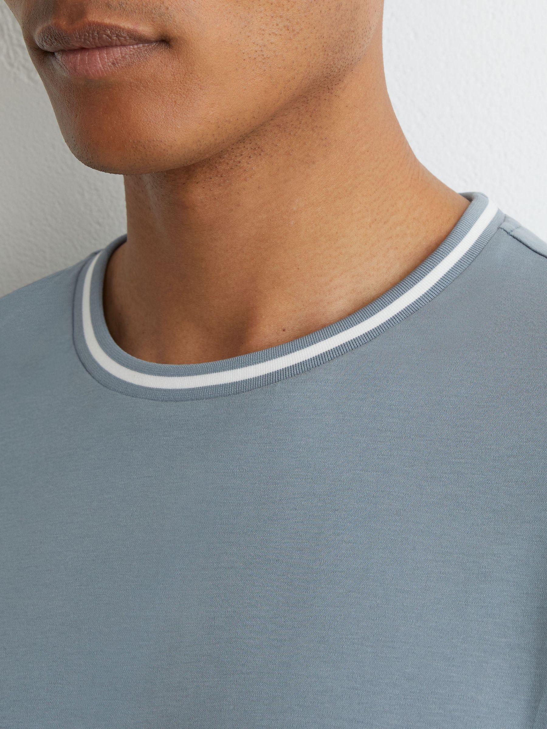 Air-Water Cotton Tipped Tailored-Fit T-Shirt in Dusty Blue - Image 3 of 6