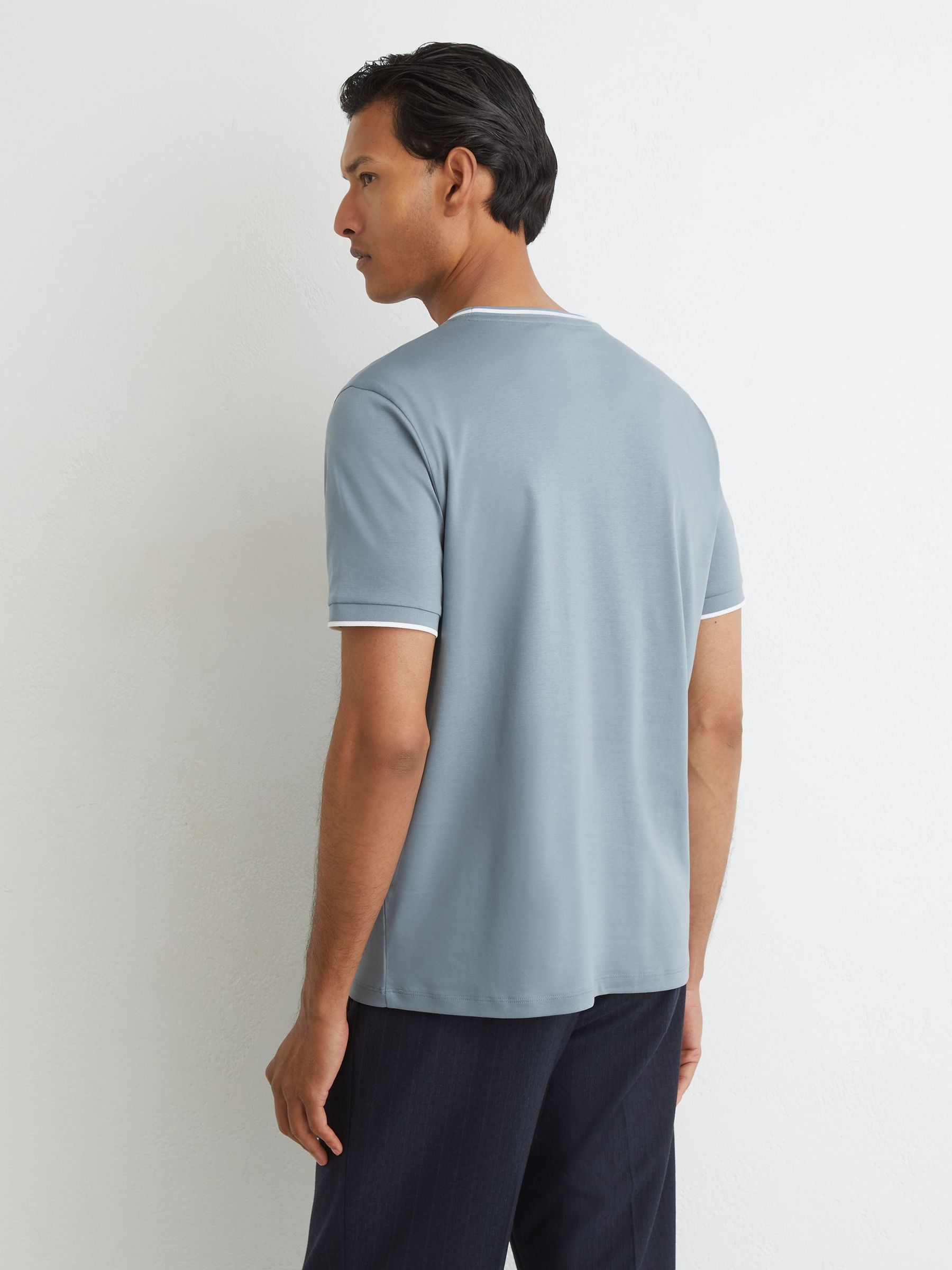 Air-Water Cotton Tipped Tailored-Fit T-Shirt in Dusty Blue - Image 5 of 6