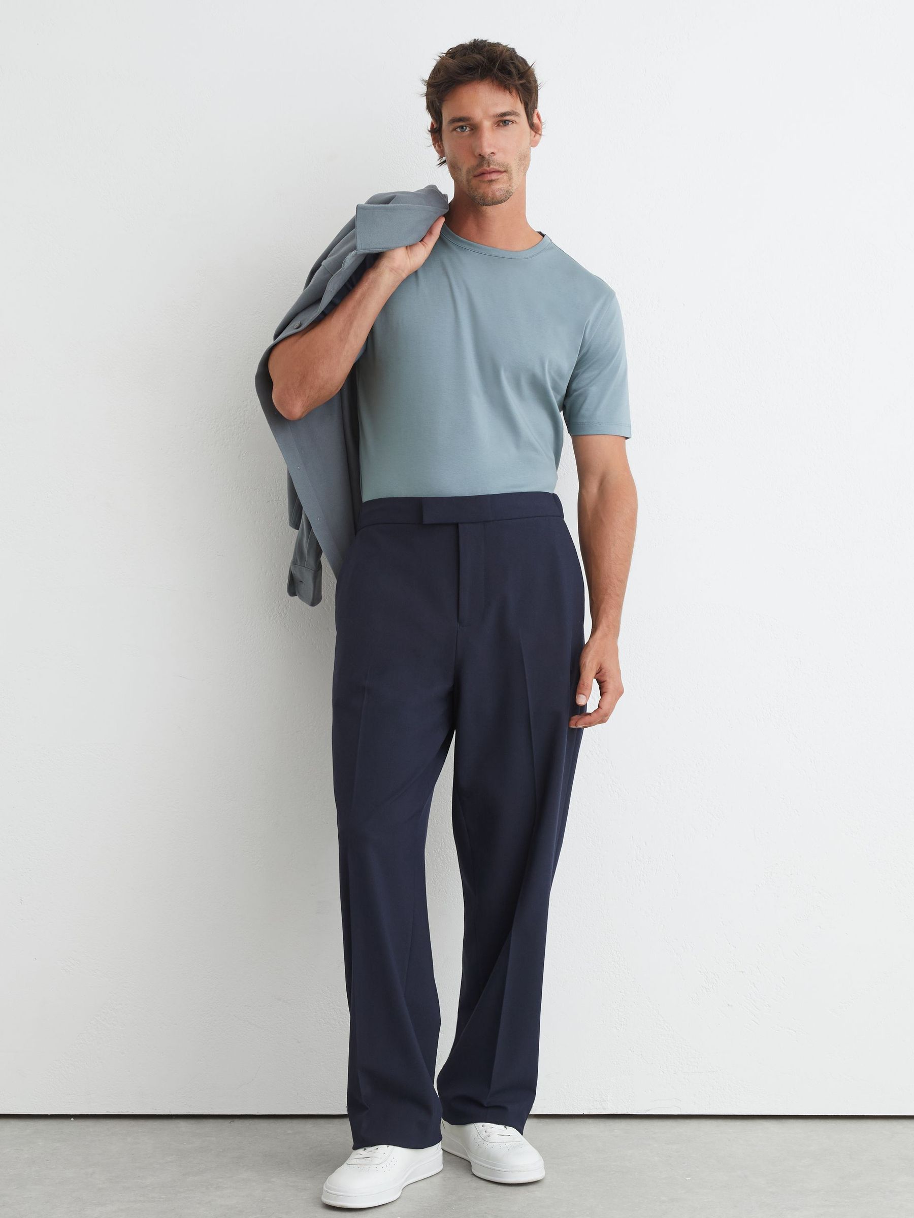 Air-Water Cotton Tailored-Fit T-Shirt in Dusty Blue - Image 3 of 6