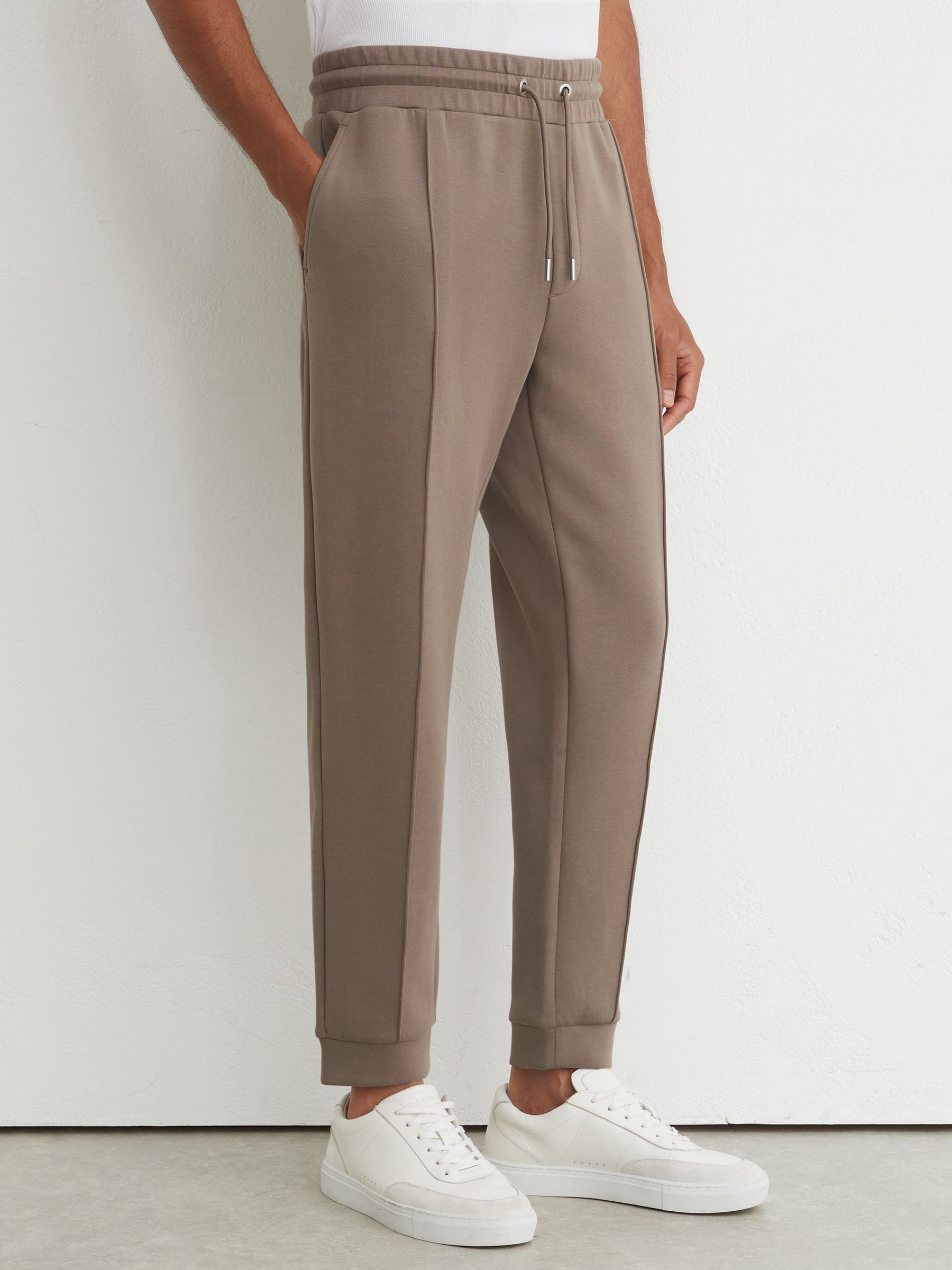 Premium Interlock Cuffed Joggers in Mushroom Brown - Image 3 of 6