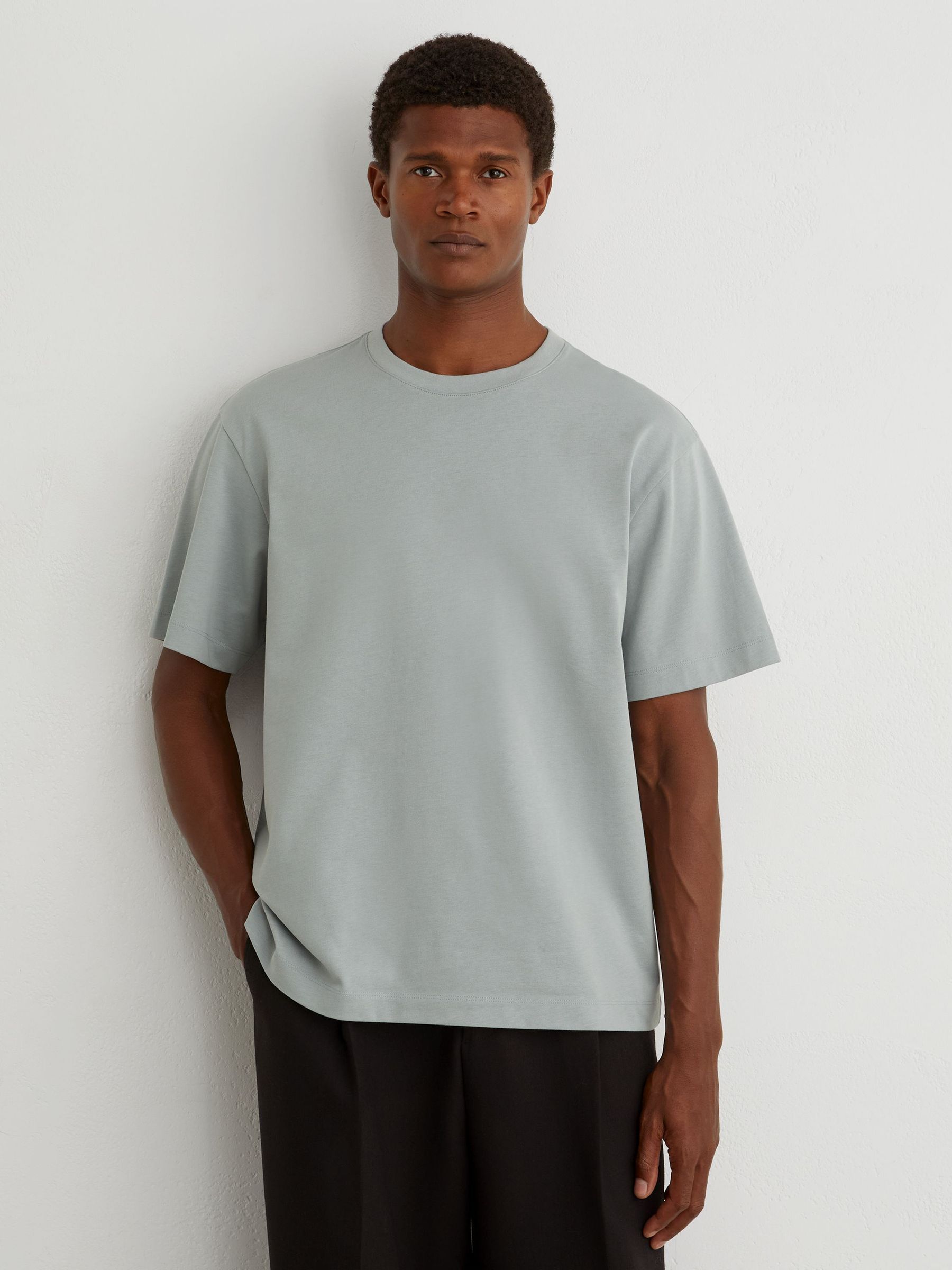 Cotton Relaxed-Fit T-Shirt in Light Blue - Billede 1 af 6