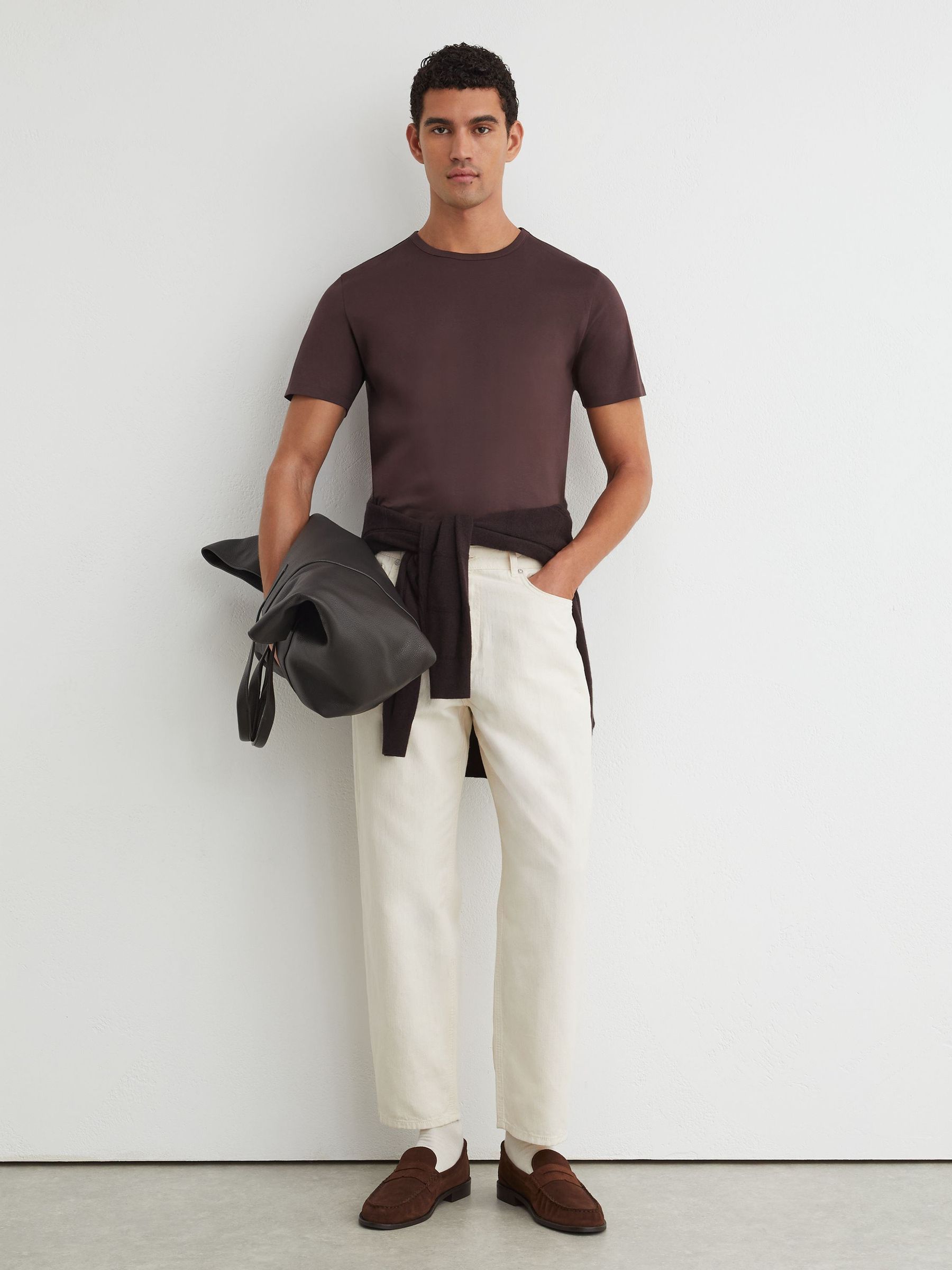 Air-Water Cotton Tailored-Fit T-Shirt in Dark Plum - Image 1 of 6 Air-Water Cotton Tailored-Fit T-Shirt in Dark Plum - Image 1 of 6