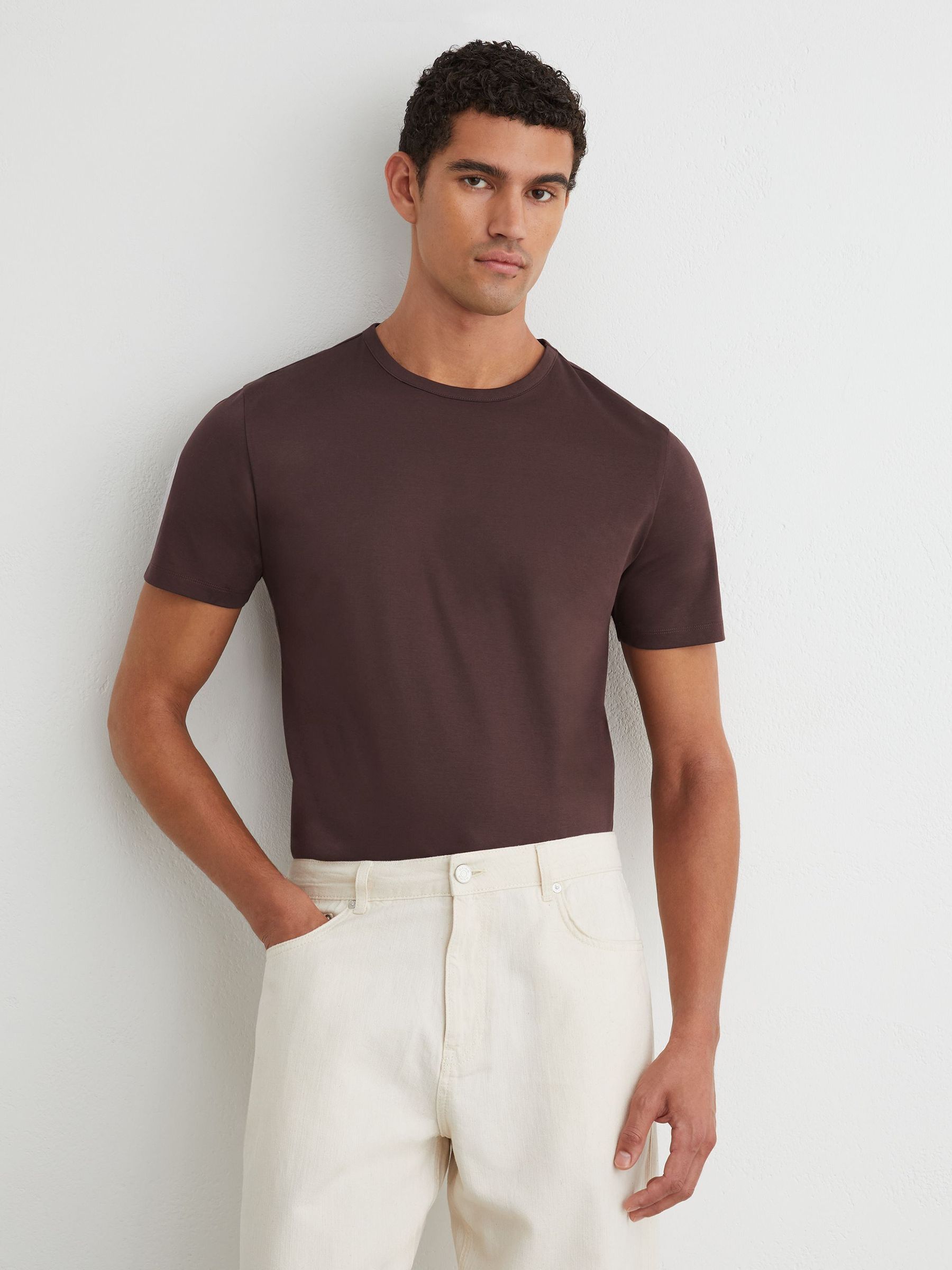 Air-Water Cotton Tailored-Fit T-Shirt in Dark Plum - Image 3 of 6