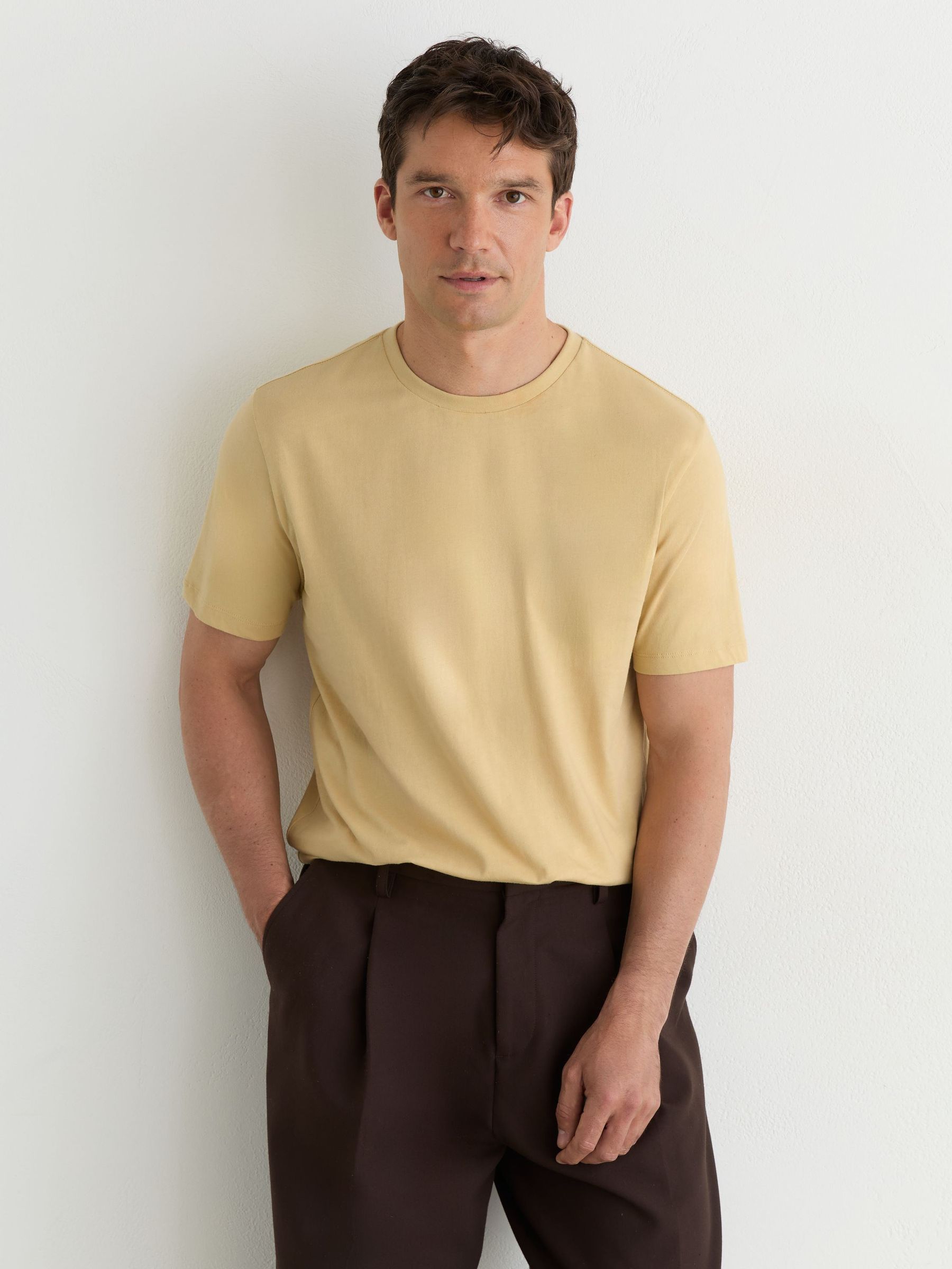 Cotton Crew-Neck Tailored-Fit T-Shirt in Golden Yellow - image 2