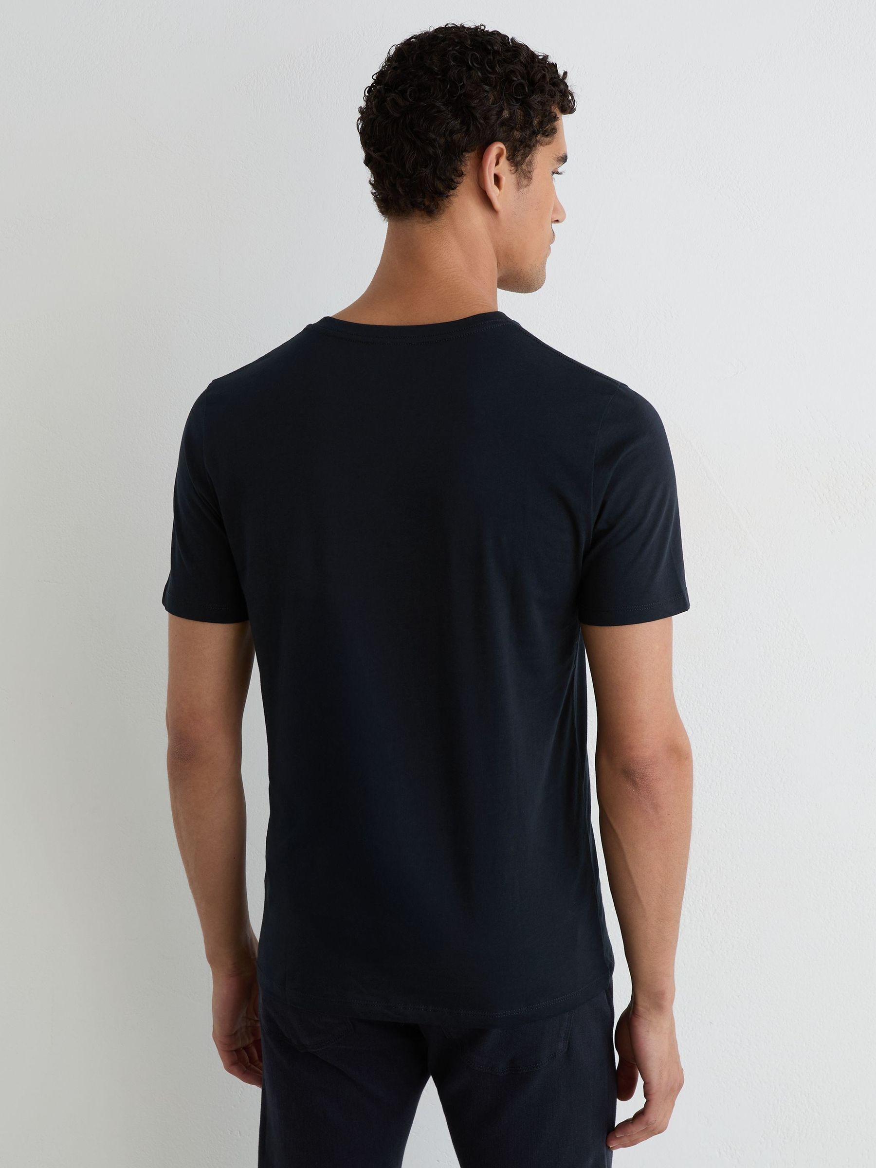 3-Pack Cotton V-Neck Tailored-Fit T-Shirts in Navy - Image 3 of 6