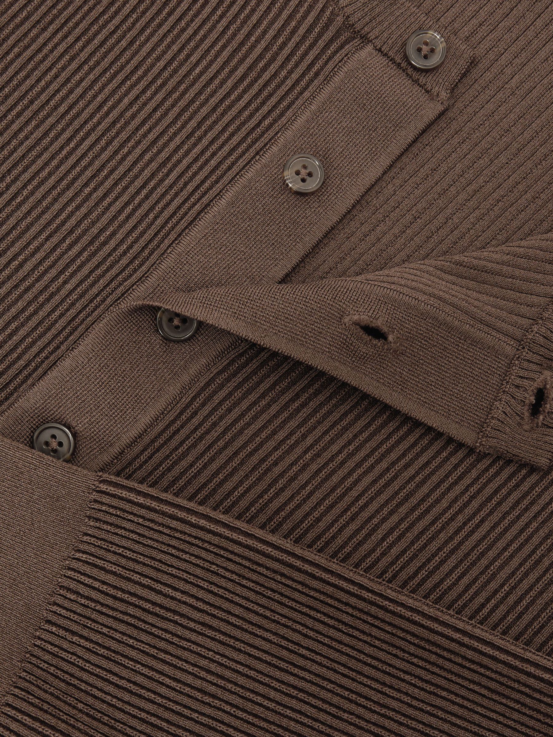 Ribbed Long-Sleeve Henley Top in Chocolate Brown - Image 6 of 6