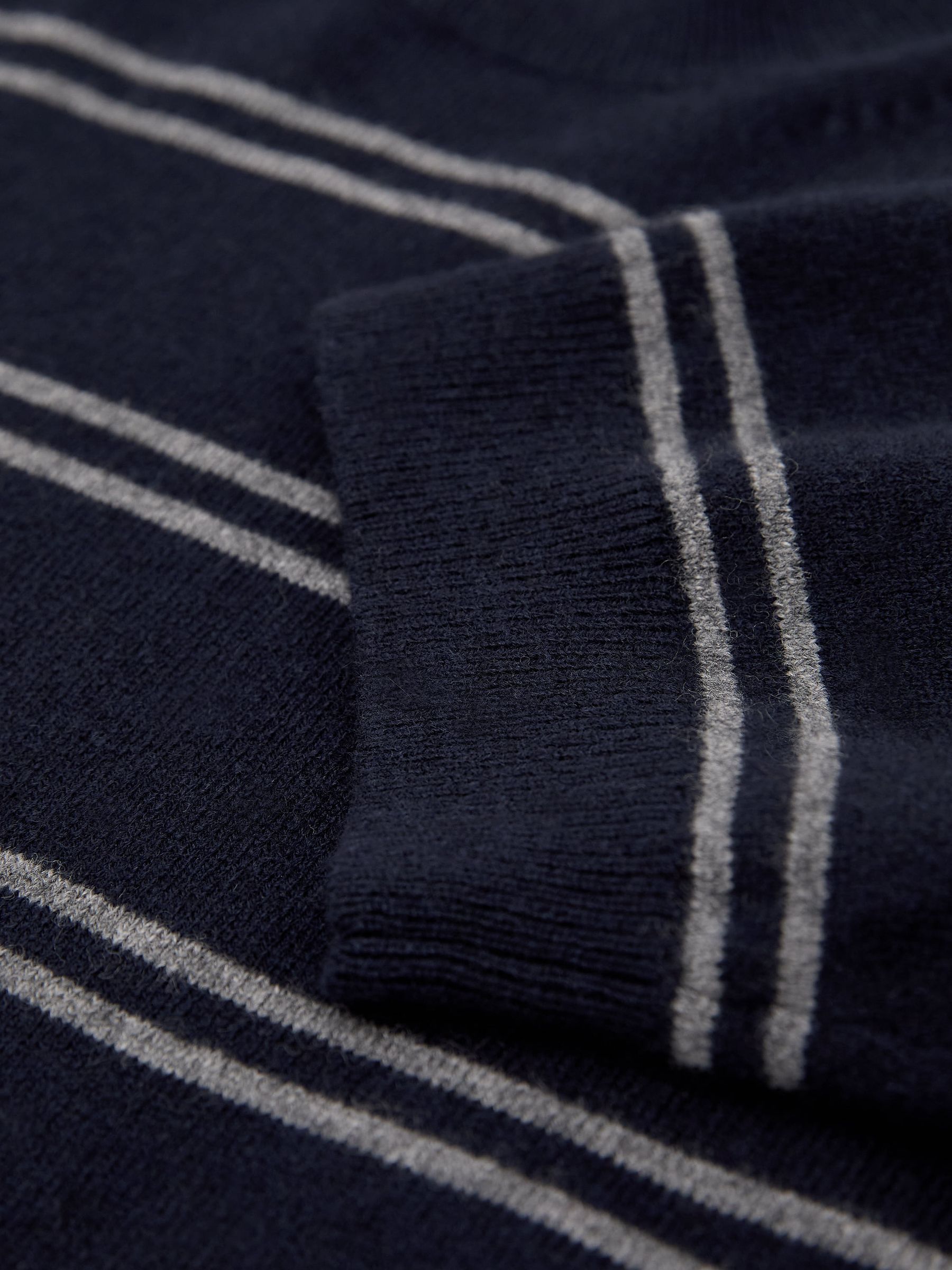 Wool-Blend Striped Knit Top with Cashmere in Navy/Grey - Image 5 of 5
