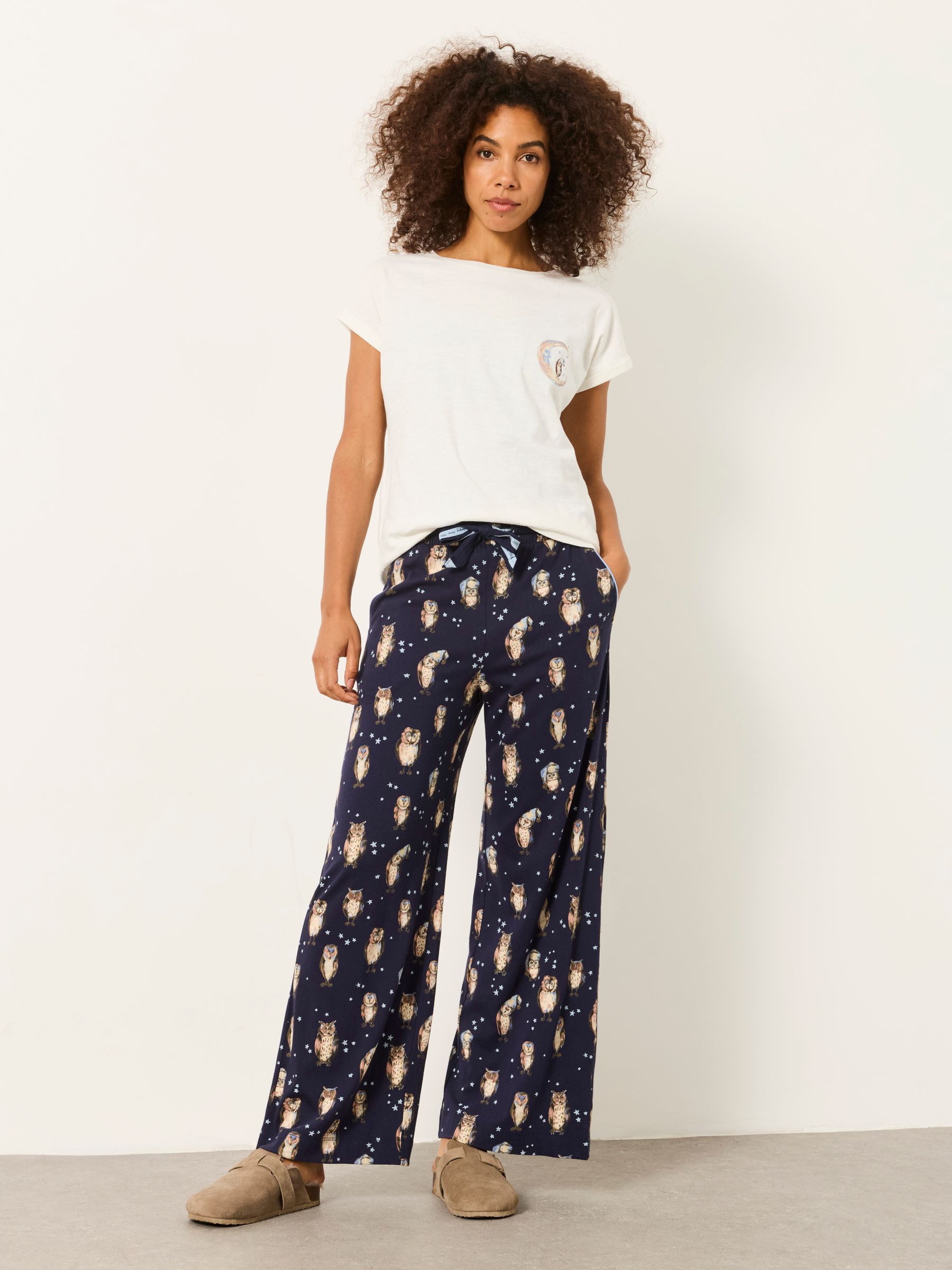Lola Navy Owl Wide Leg Pyjama Bottoms - Image 3 of 7