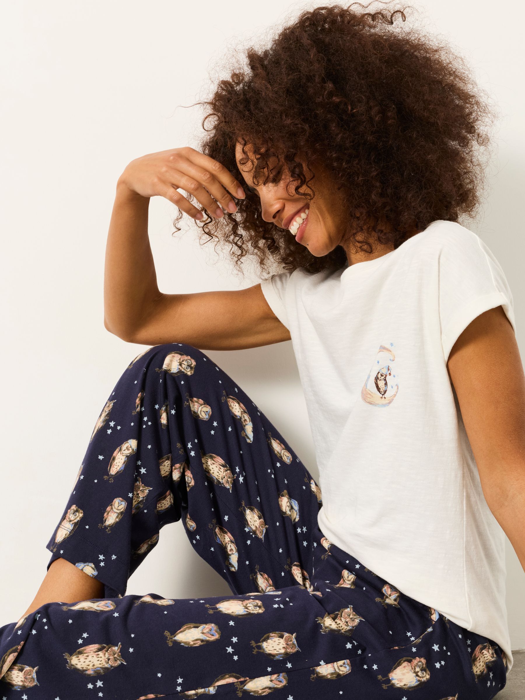 Lola Navy Owl Wide Leg Pyjama Bottoms - Image 6 of 7