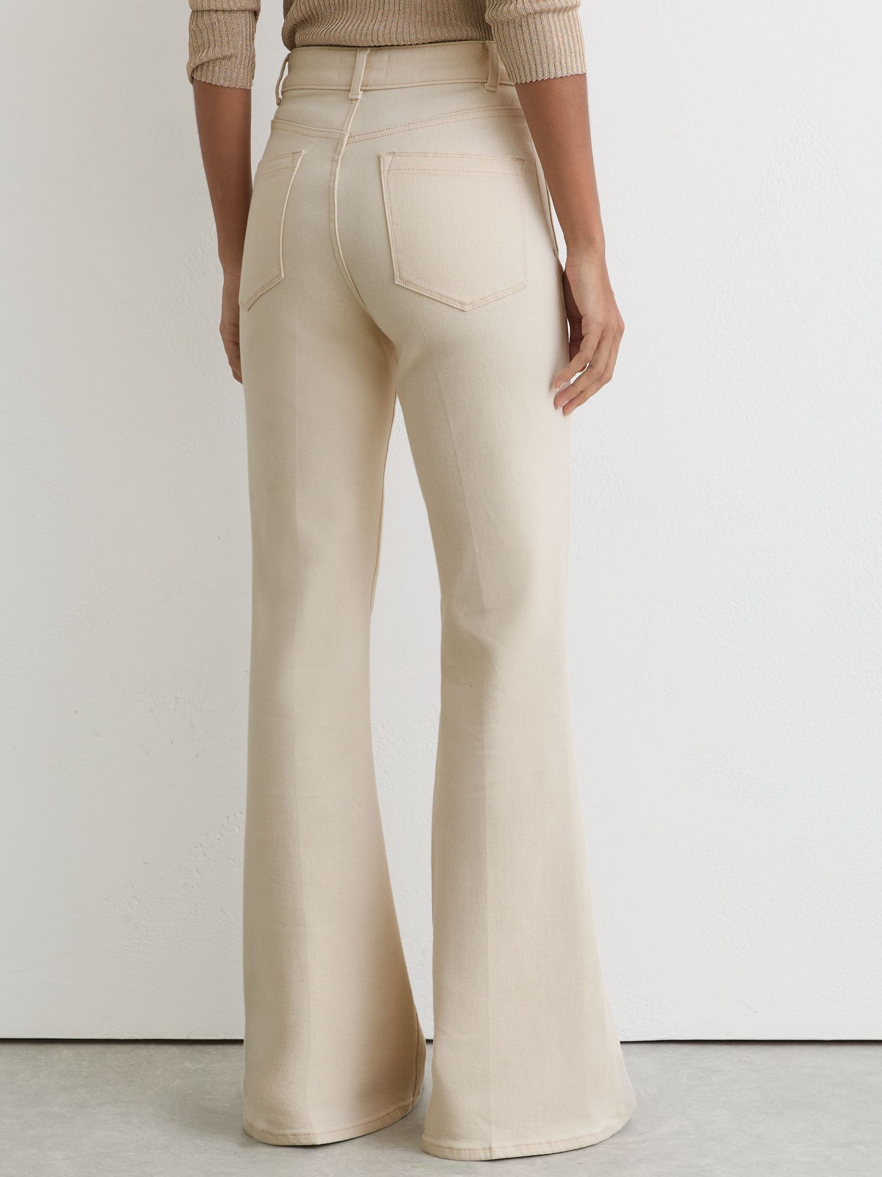 Petite Twin-Pocket Button Flared Jeans in Ecru - image 5