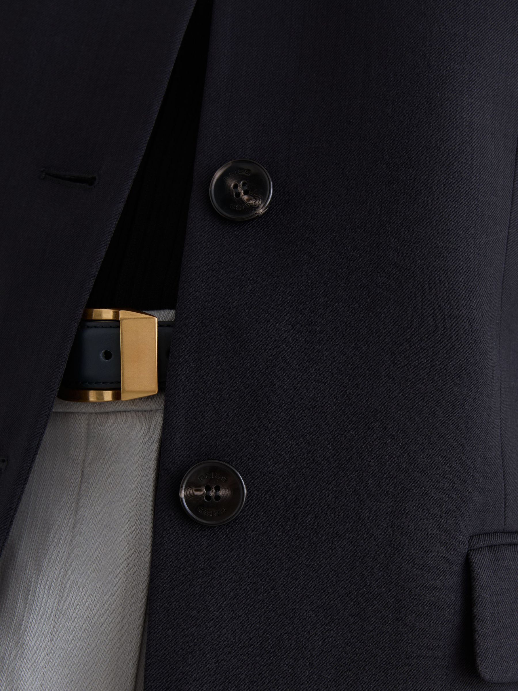 Wool-Blend Collarless Jacket in Navy - Image 5 of 8