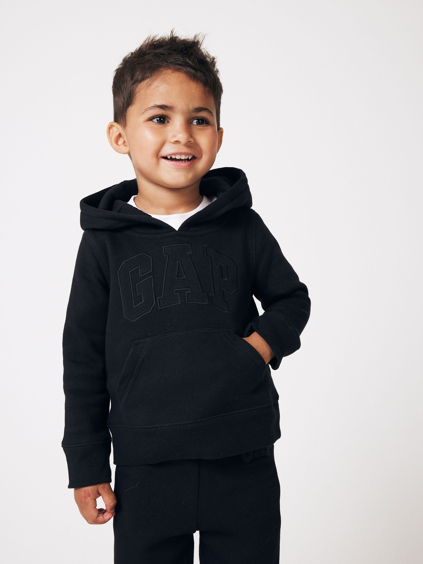 Black Logo Fleece-Lined Hoodie (6mths-5yrs) - Image 1 of 7
