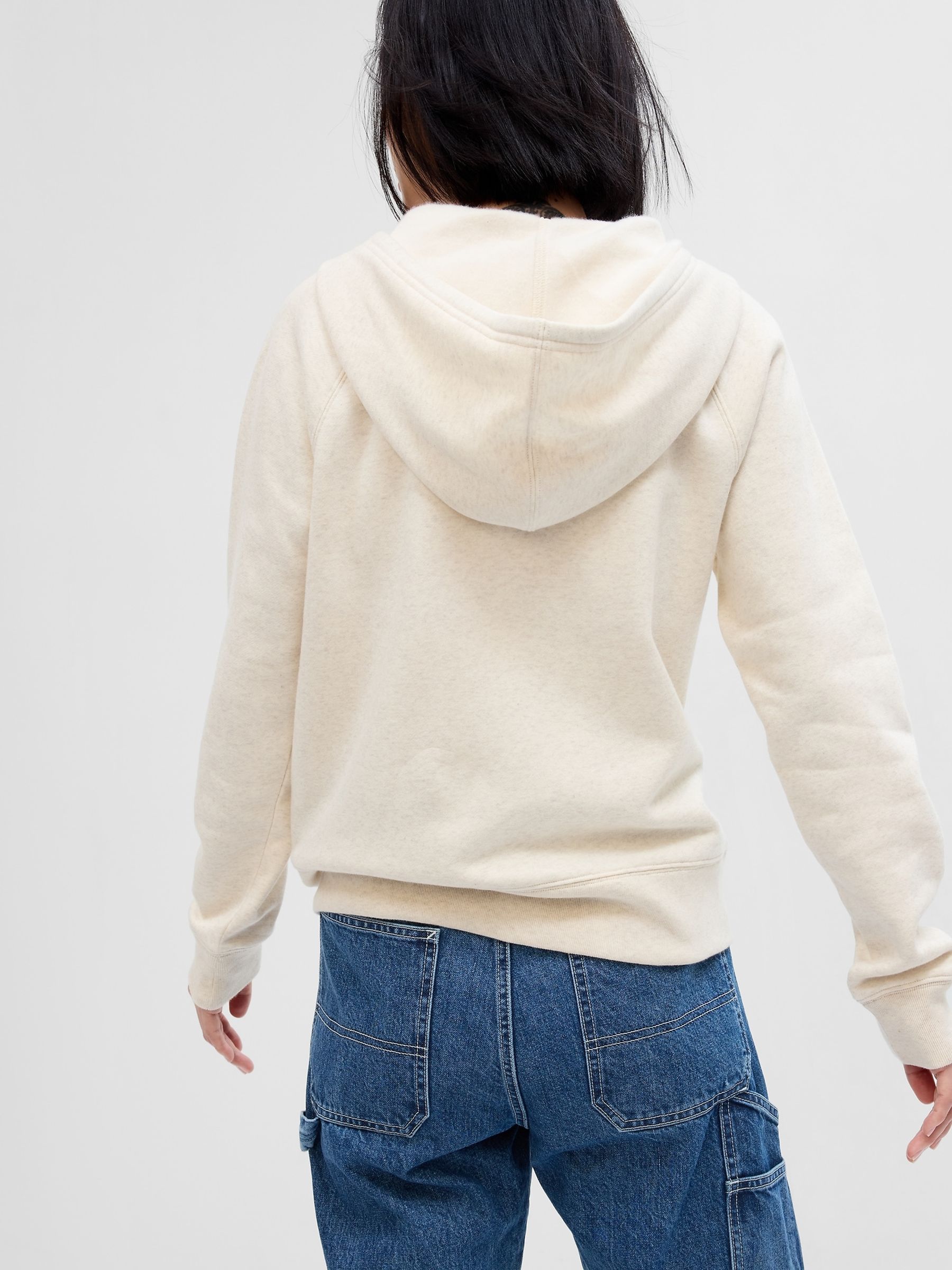 Cream Logo Fleece-Lined Zip Up Hoodie - Image 2 of 8