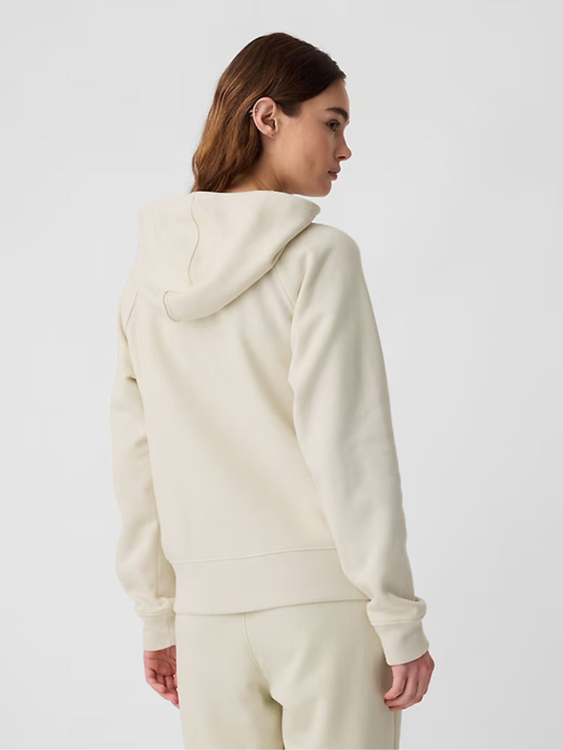 Cream Logo Fleece-Lined Zip Up Hoodie - Image 4 of 8