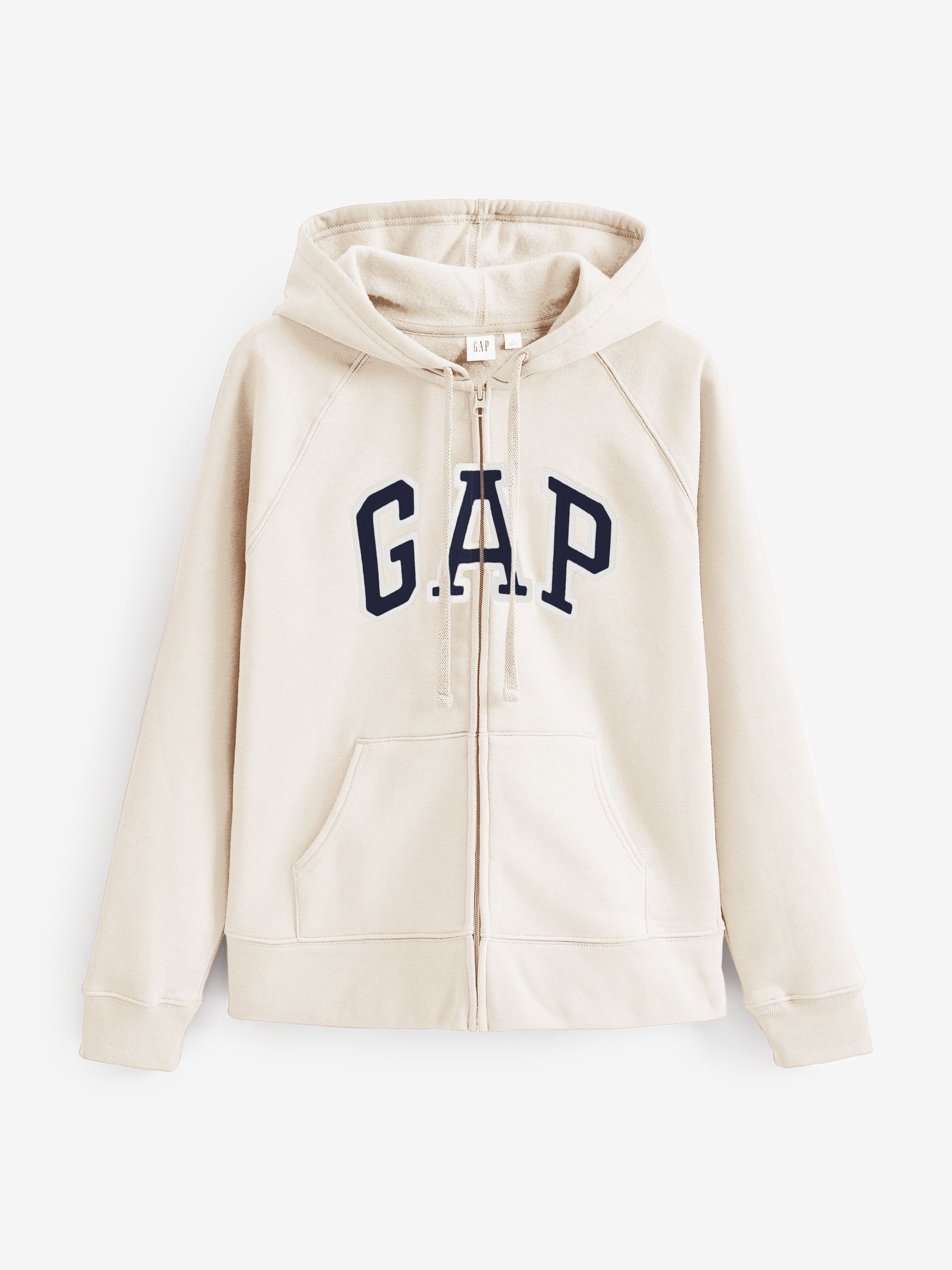 Cream Logo Fleece-Lined Zip Up Hoodie - Image 7 of 8