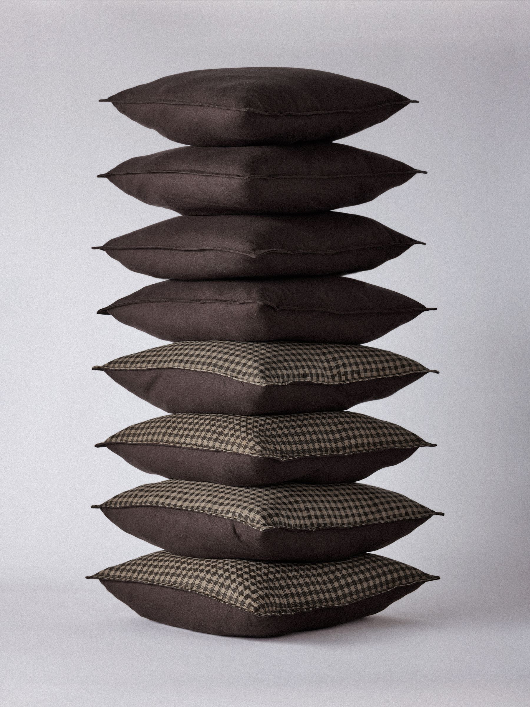 The Set 8 Pack Chocolate Brown Gingham Cotton Cushion Covers - Image 3 of 4