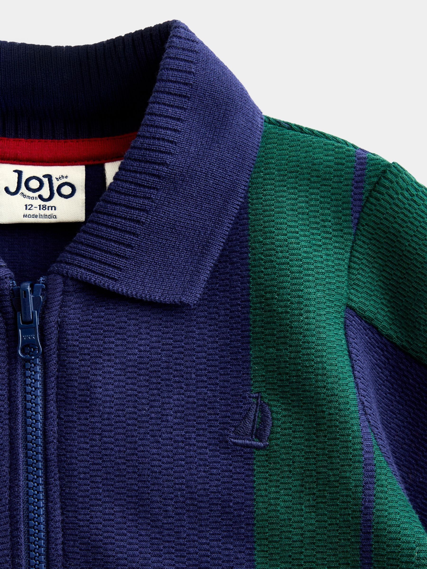 Navy Blue Quater Zip Polo Shirt - Image 3 of 4