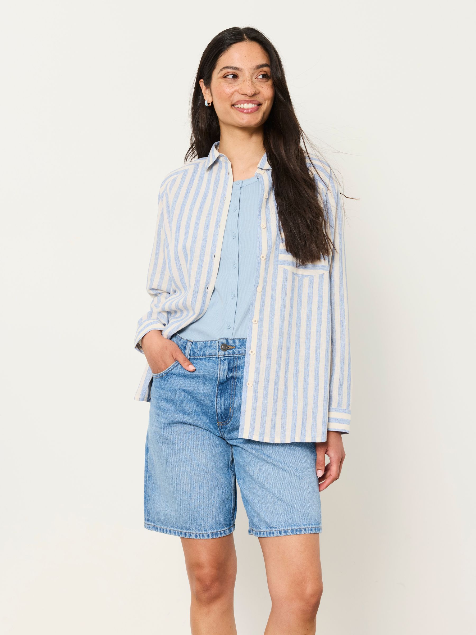 Bessie Blue Petite Stripe Shirt - Image 1 of 5