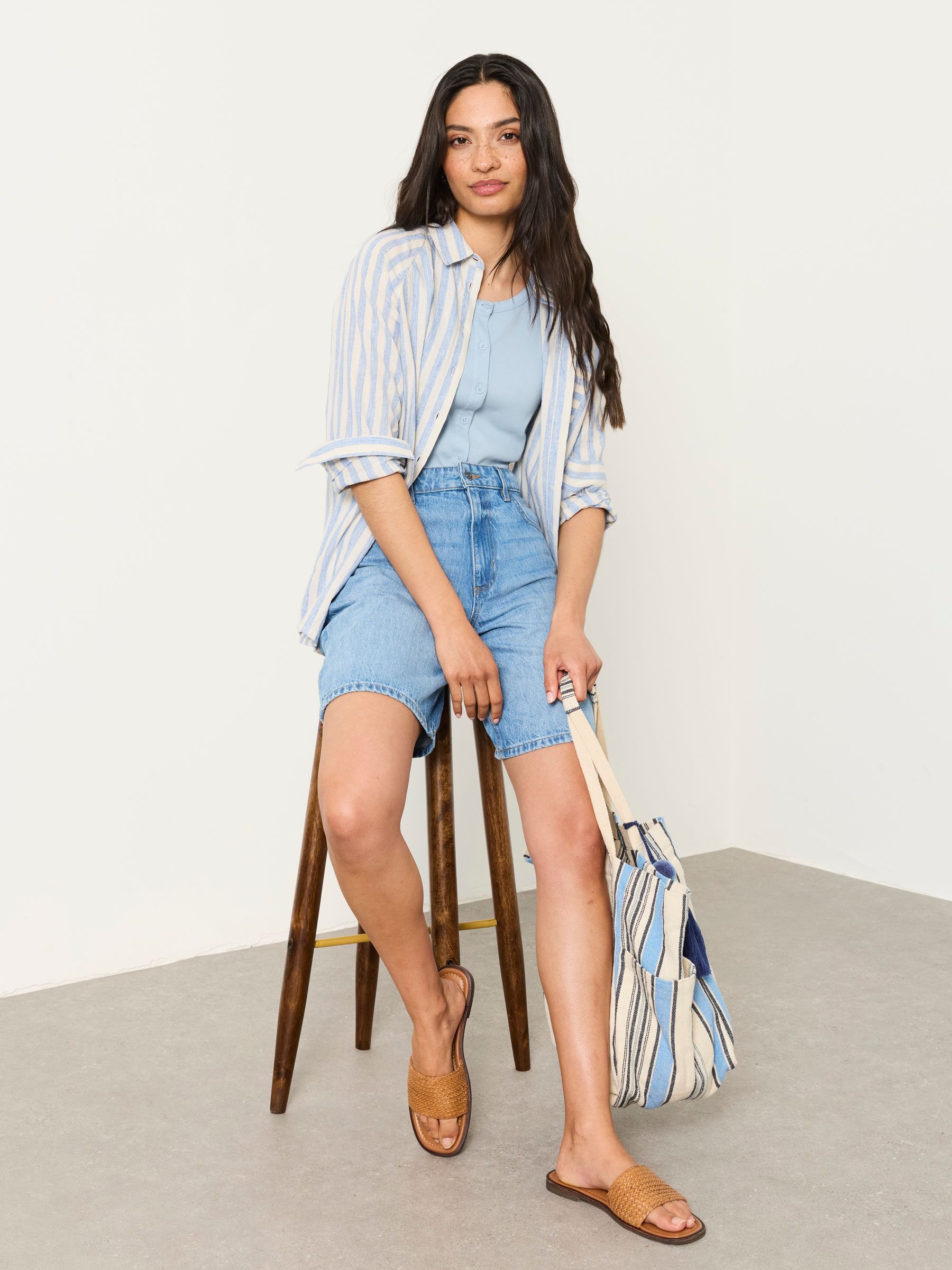 Bessie Blue Petite Stripe Shirt - Image 3 of 5