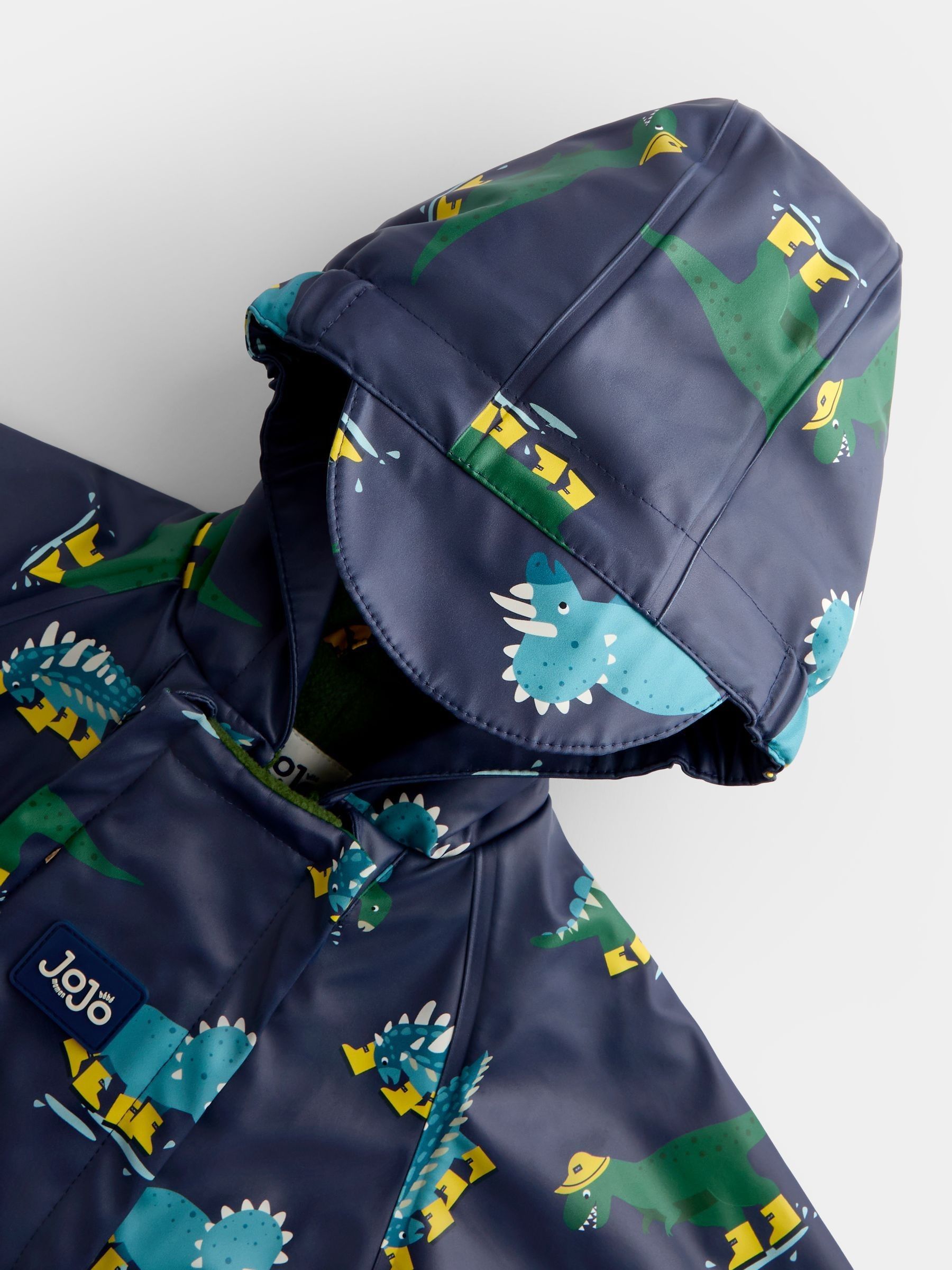 Navy Dinosaur Waterproof Fleece Lined All-In-One Puddlesuit - Image 3 of 5