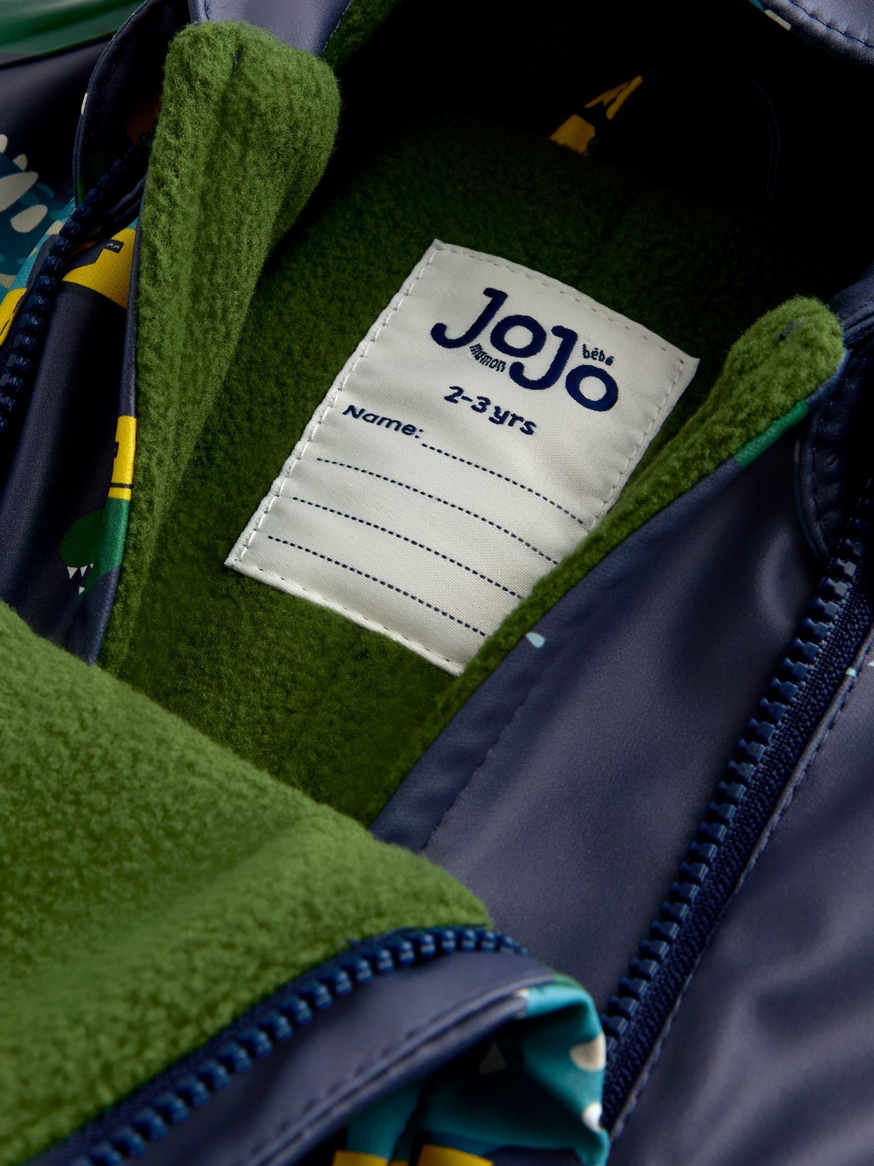 Navy Dinosaur Waterproof Fleece Lined All-In-One Puddlesuit - Image 4 of 5