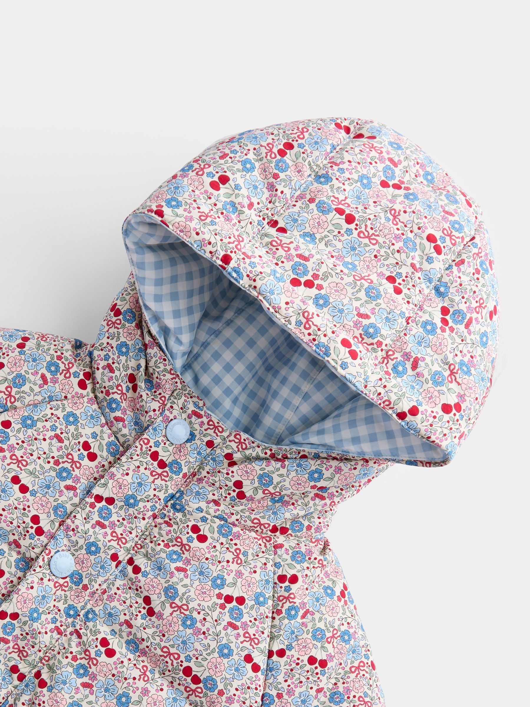 Light Blue Gingham Reversible Puffer Coat - Image 7 of 9