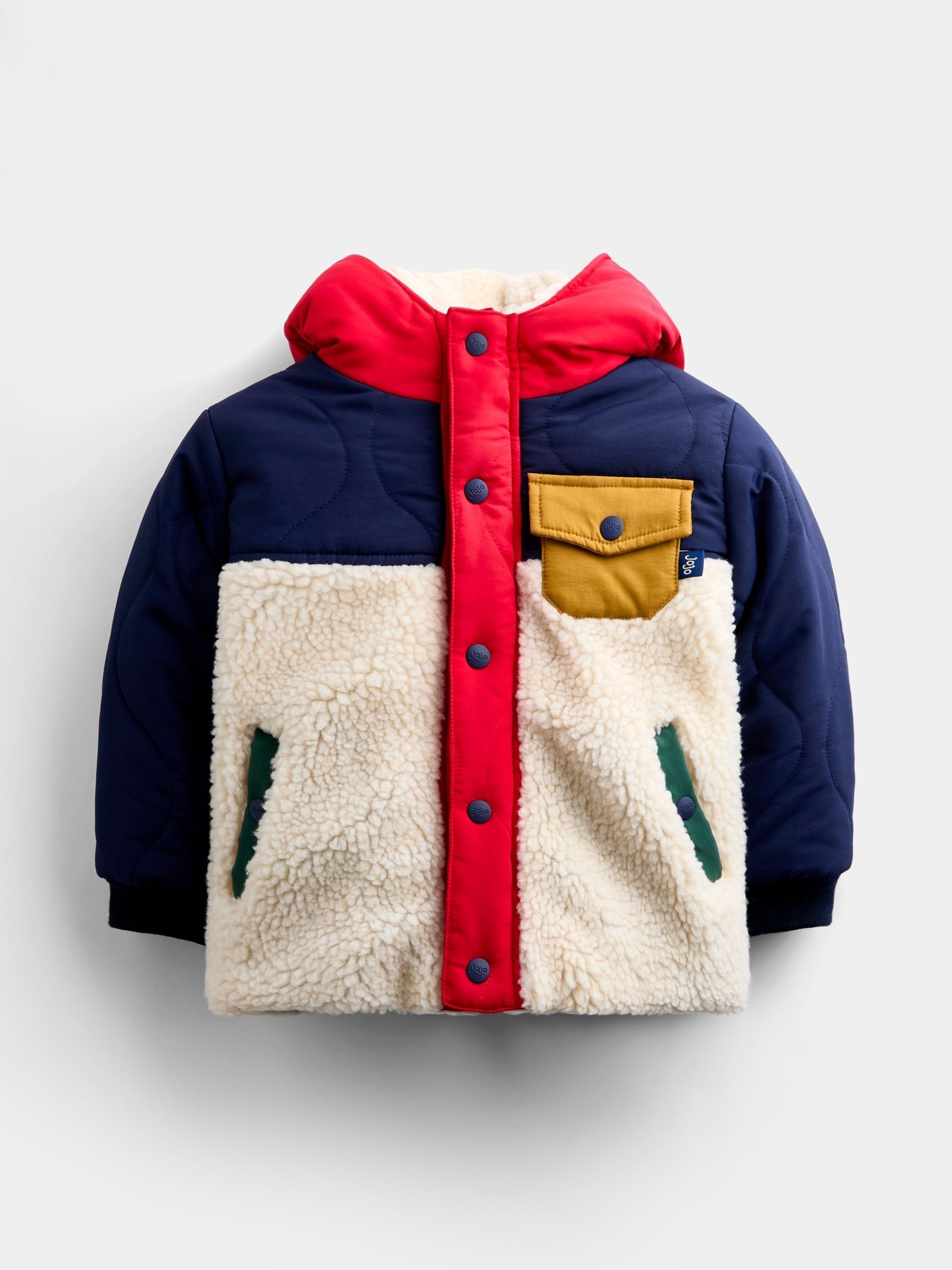 Navy Blue Quilted Colourblock Jacket - Image 2 of 5