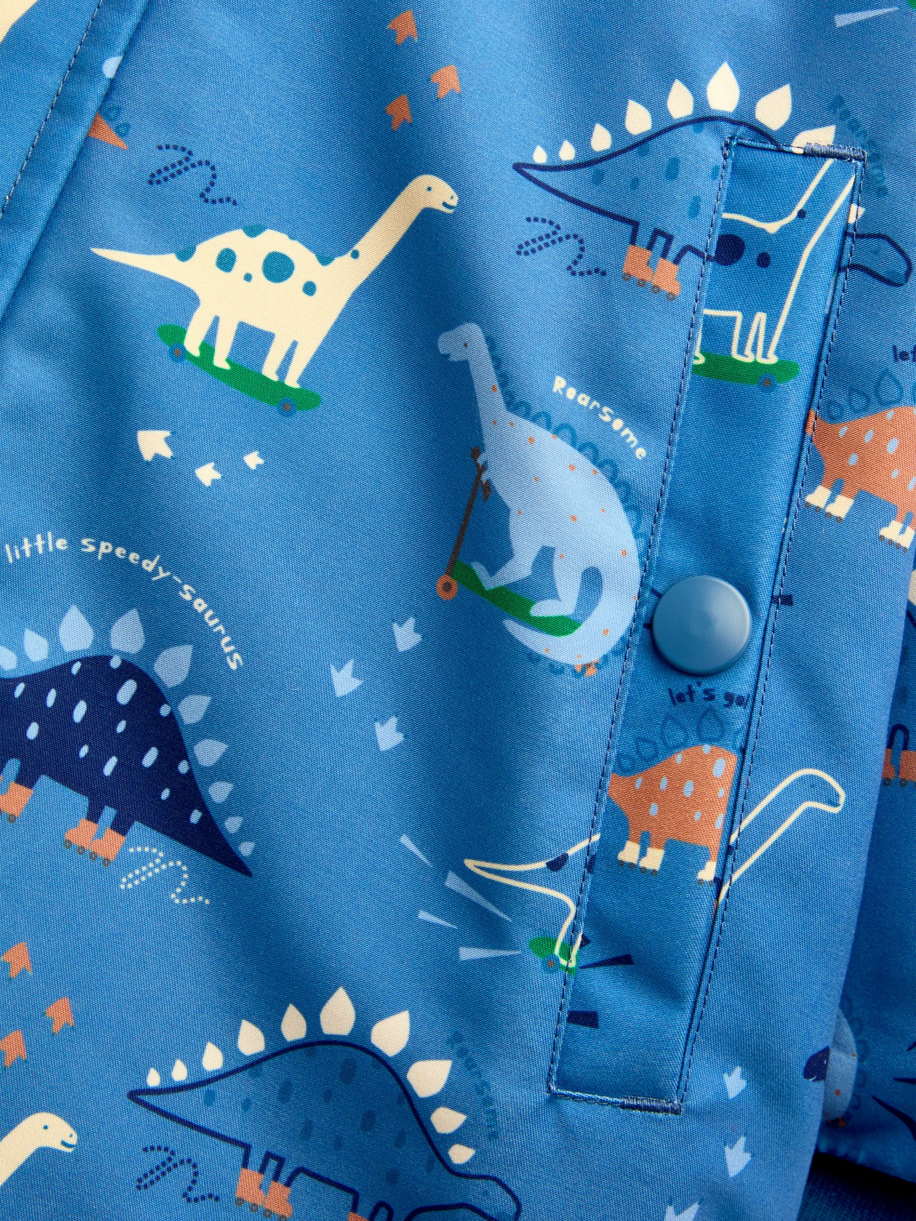 Denim Blue Dinosaur Dino Print Cosy Lined Parka - Image 4 of 5