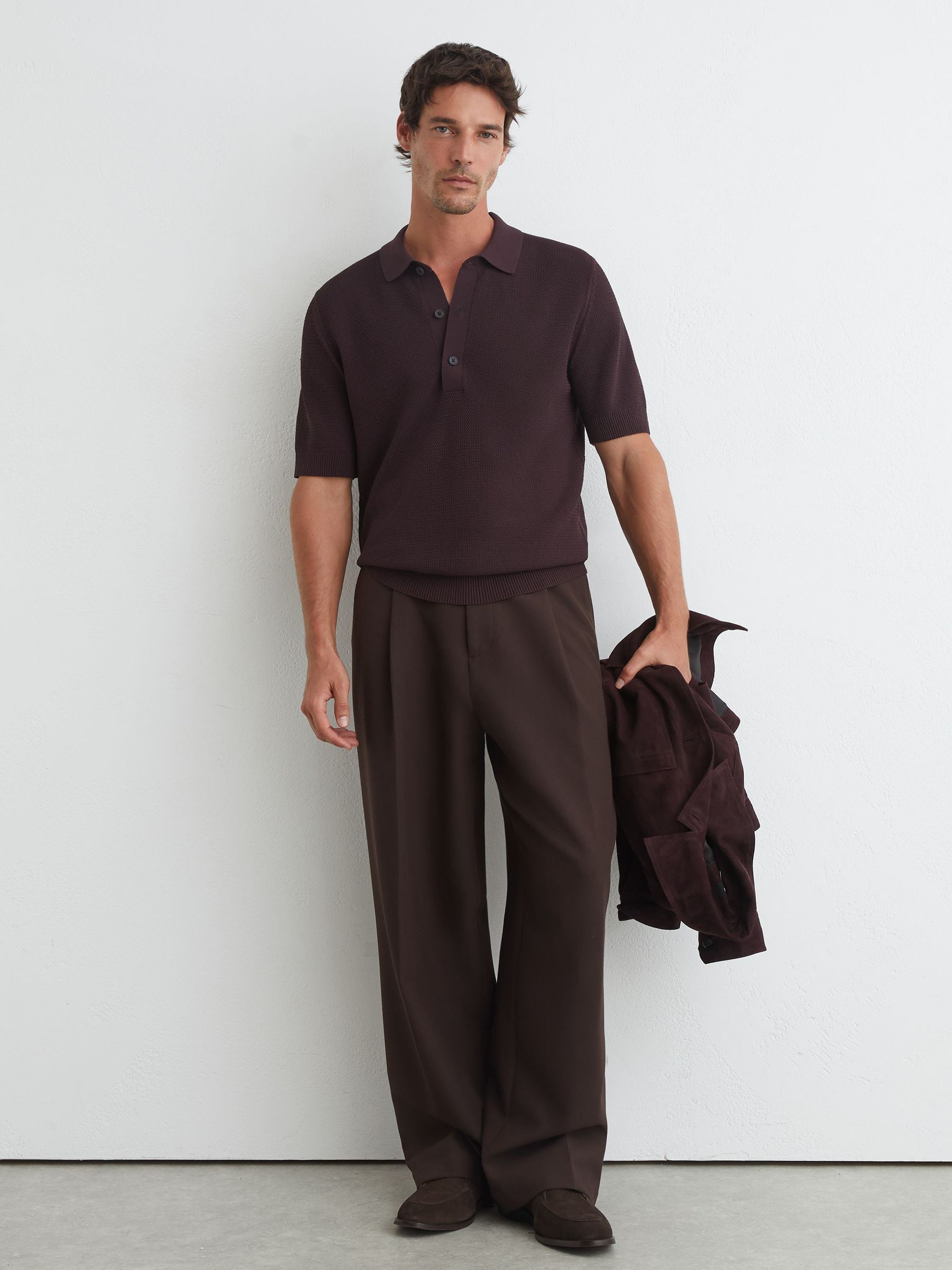 Polo Shirt in Dark Bordeaux - Image 4 of 6