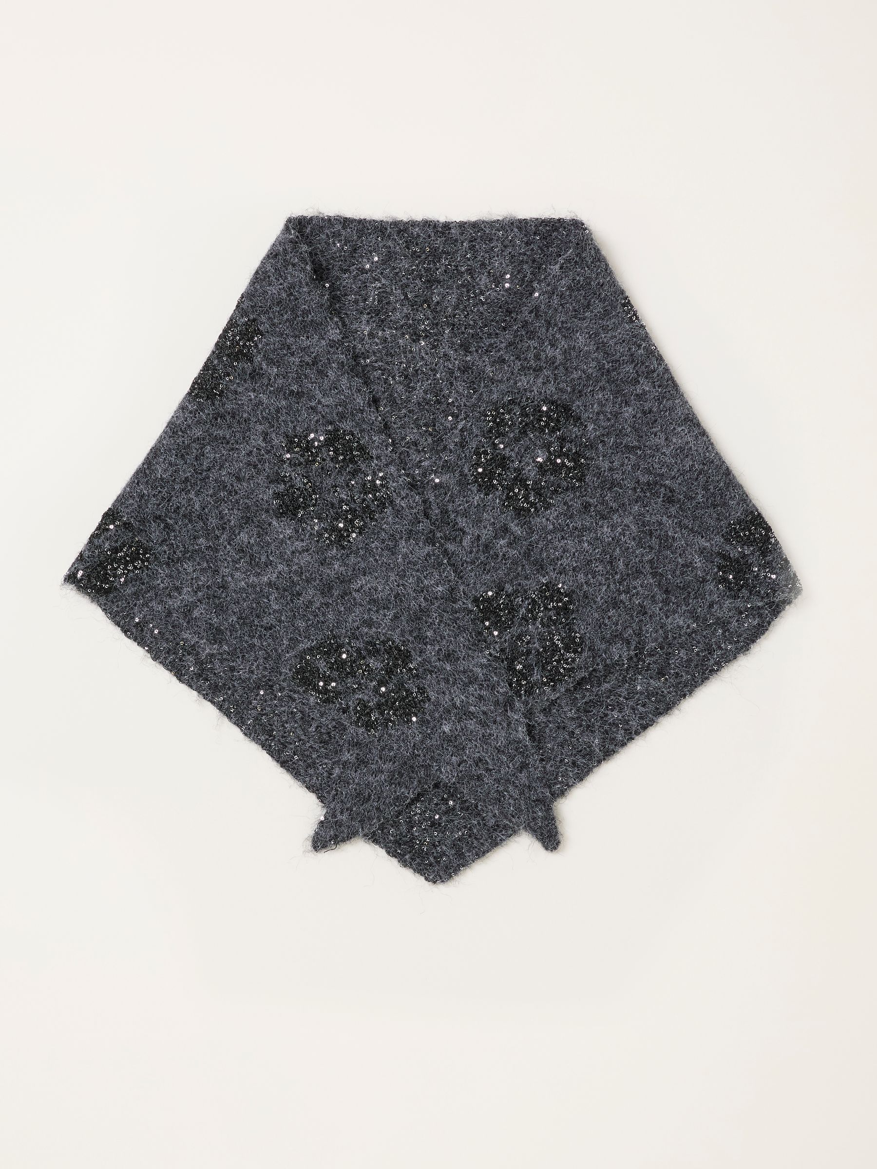 Grey Floral Sequin Triangle Scarf - Image 3 of 5