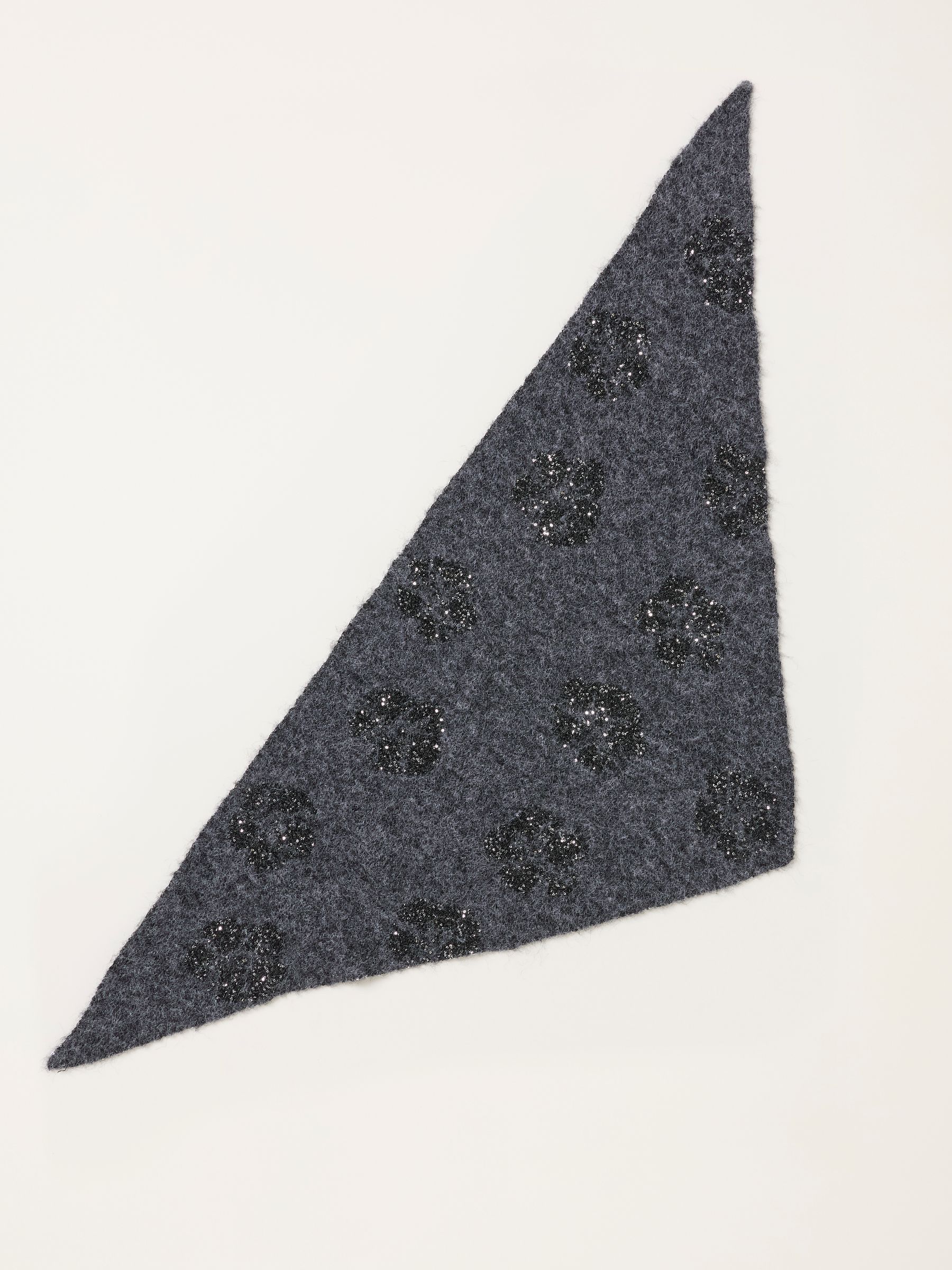 Grey Floral Sequin Triangle Scarf - Image 4 of 5