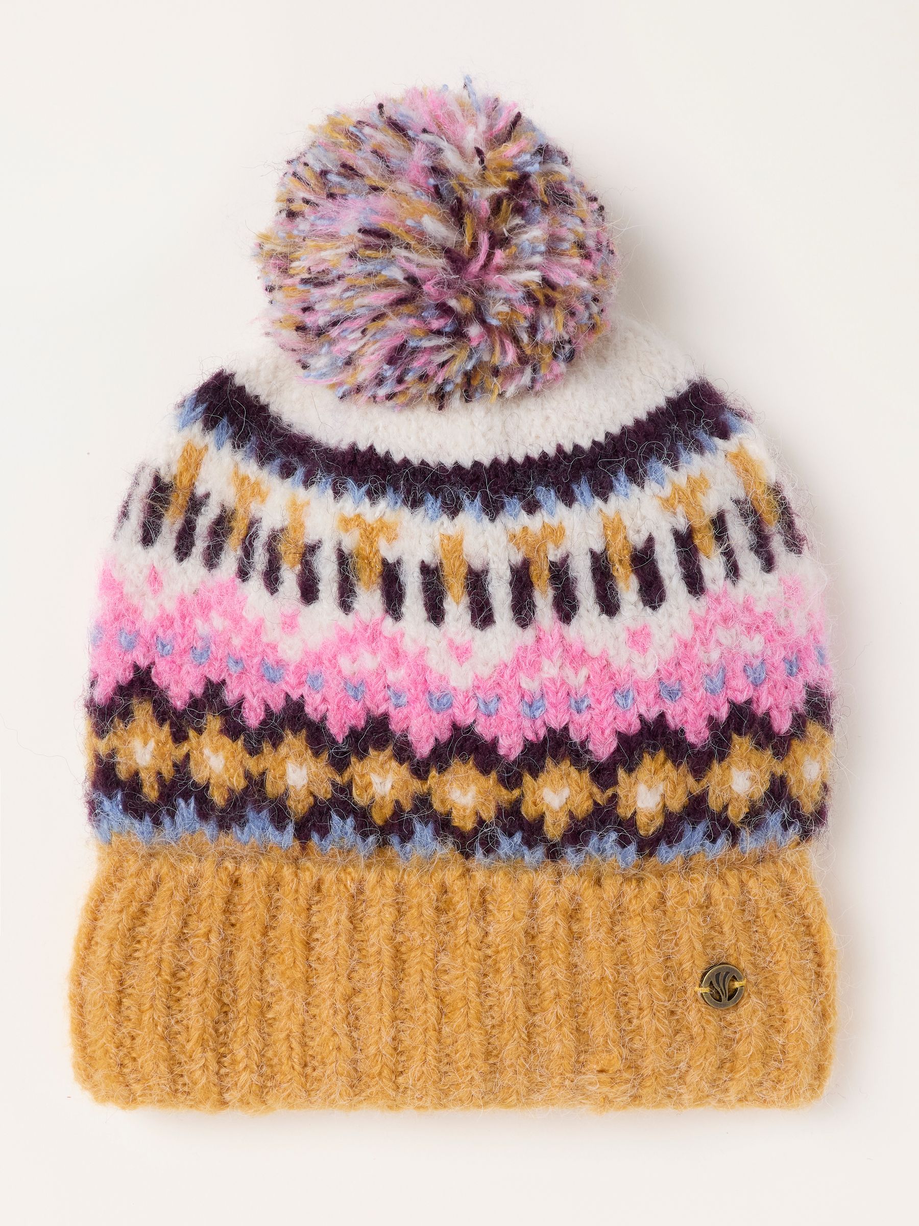 Mustard Yellow Luna Fairisle Bobble Hat - Image 1 of 3