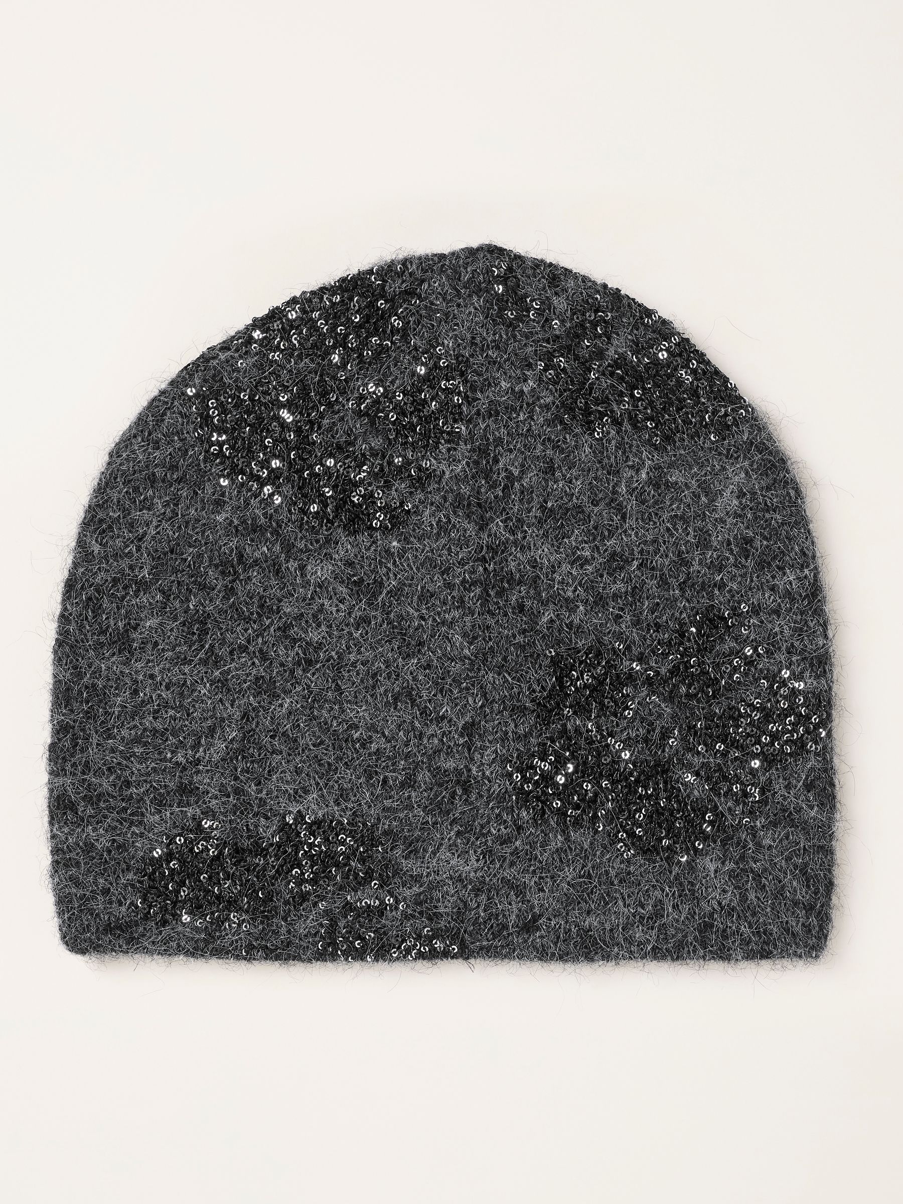 Grey Floral Sequin Beanie - Image 2 of 3 Grey Floral Sequin Beanie - Image 2 of 3