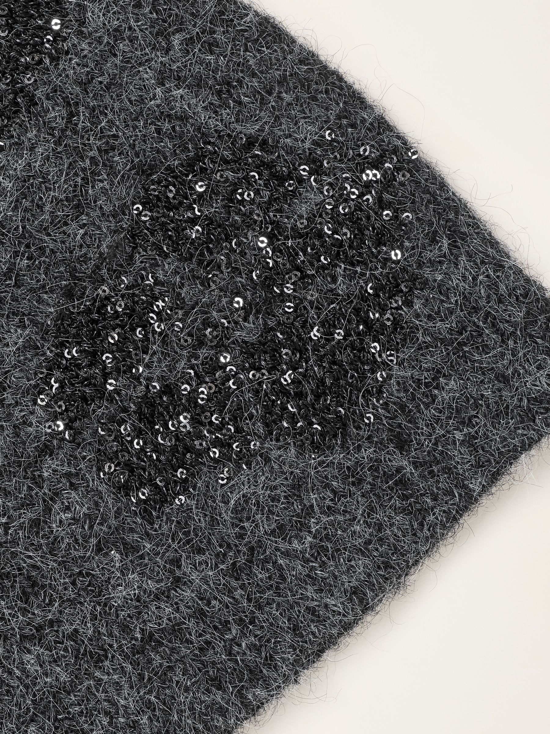 Grey Floral Sequin Beanie - Image 3 of 3 Grey Floral Sequin Beanie - Image 3 of 3