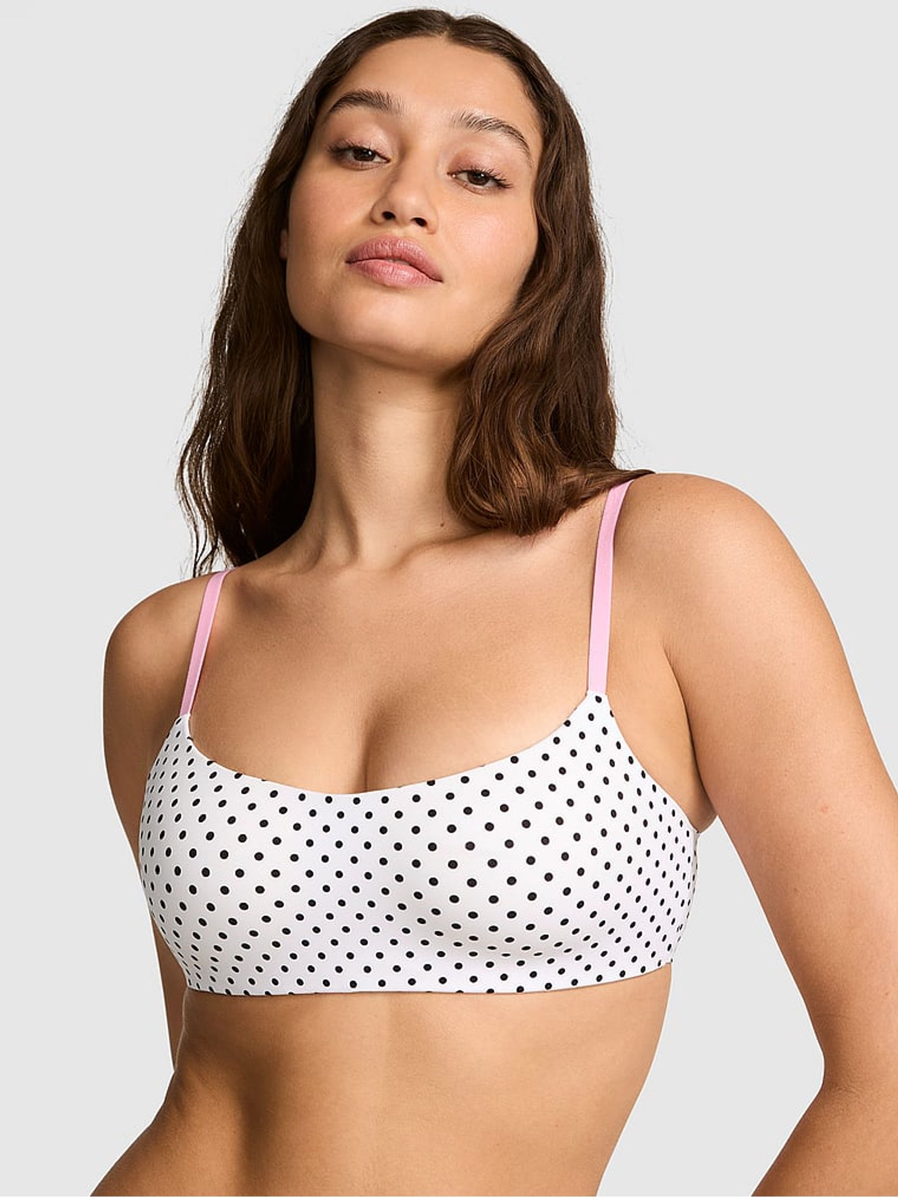 White Polka Dots Lightly Lined Non Wired Bra - Image 1 of 4 White Polka Dots Lightly Lined Non Wired Bra - Image 1 of 4