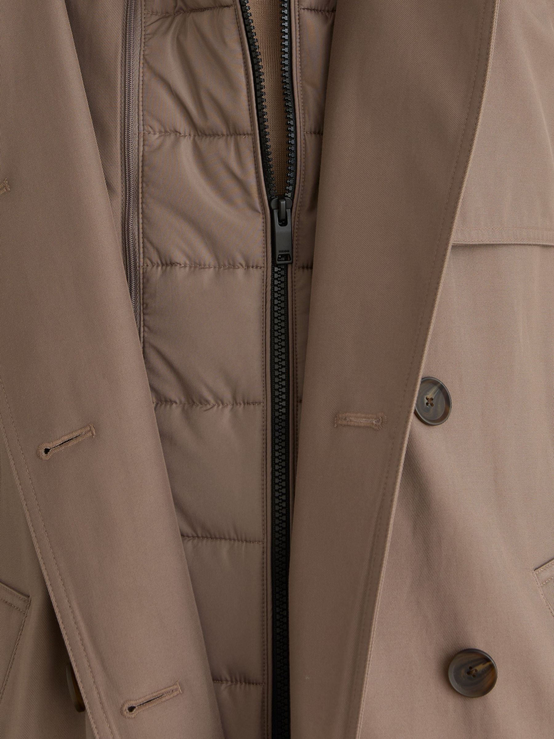 Tall Hooded Insert Trench Coat in Taupe Neutral - Image 5 of 11