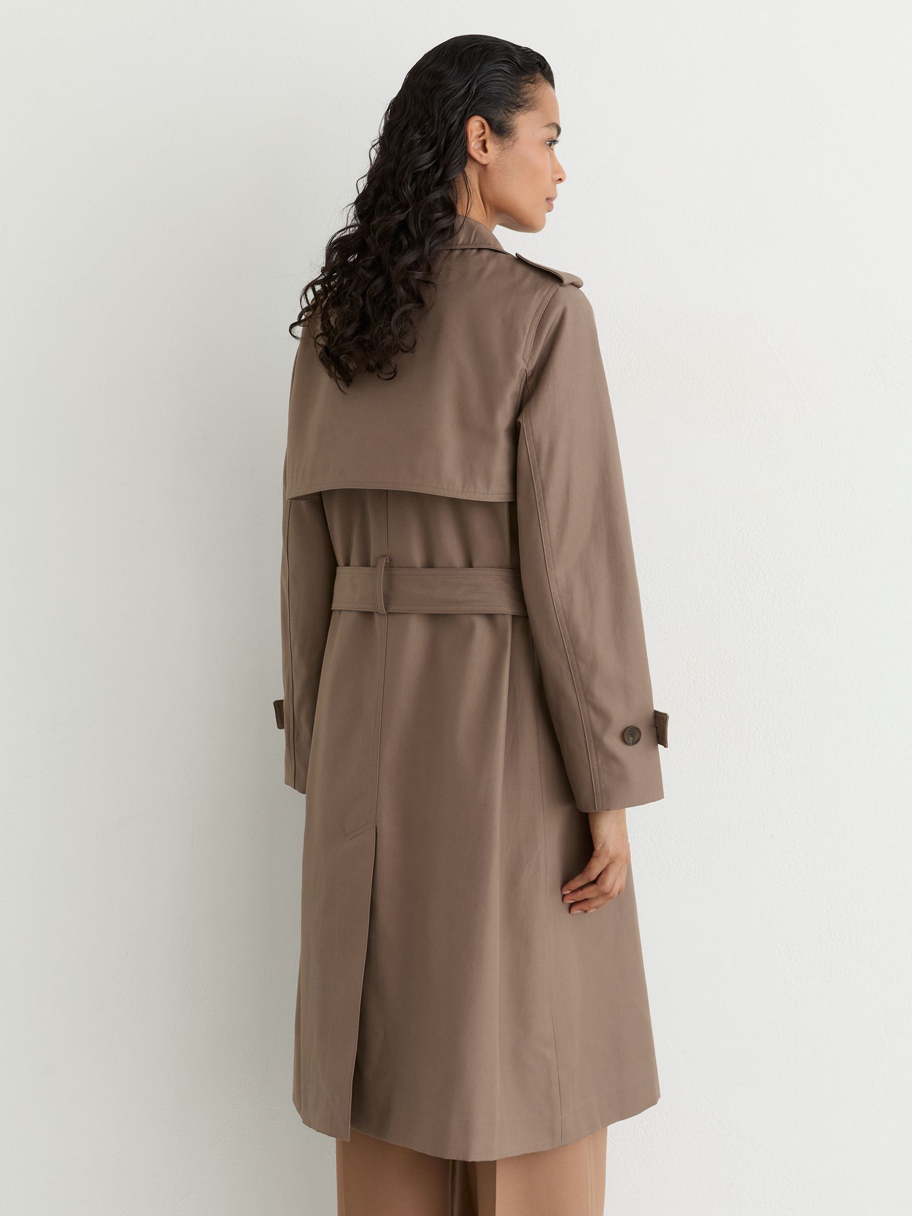 Tall Hooded Insert Trench Coat in Taupe Neutral - Image 7 of 11
