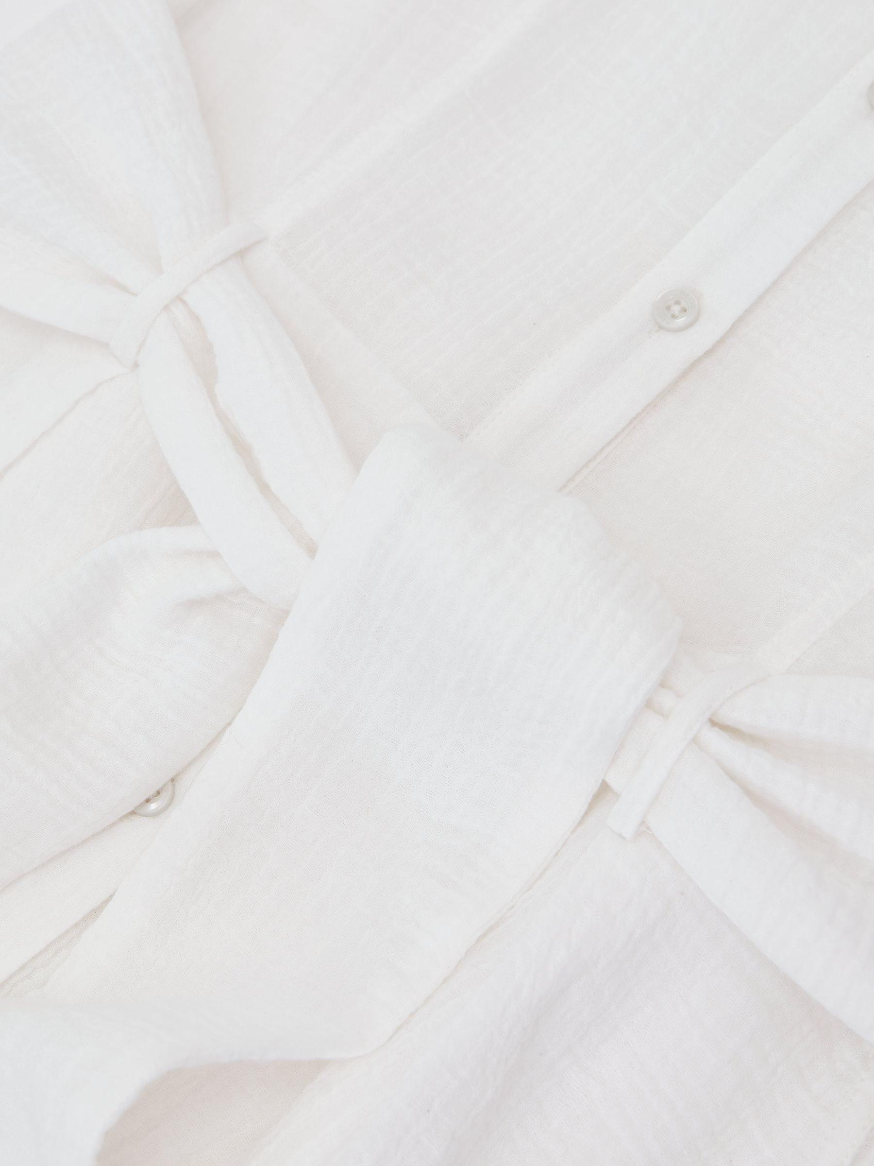 Cotton Cheesecloth Belted Shirt Dress in Ivory - Image 7 of 7