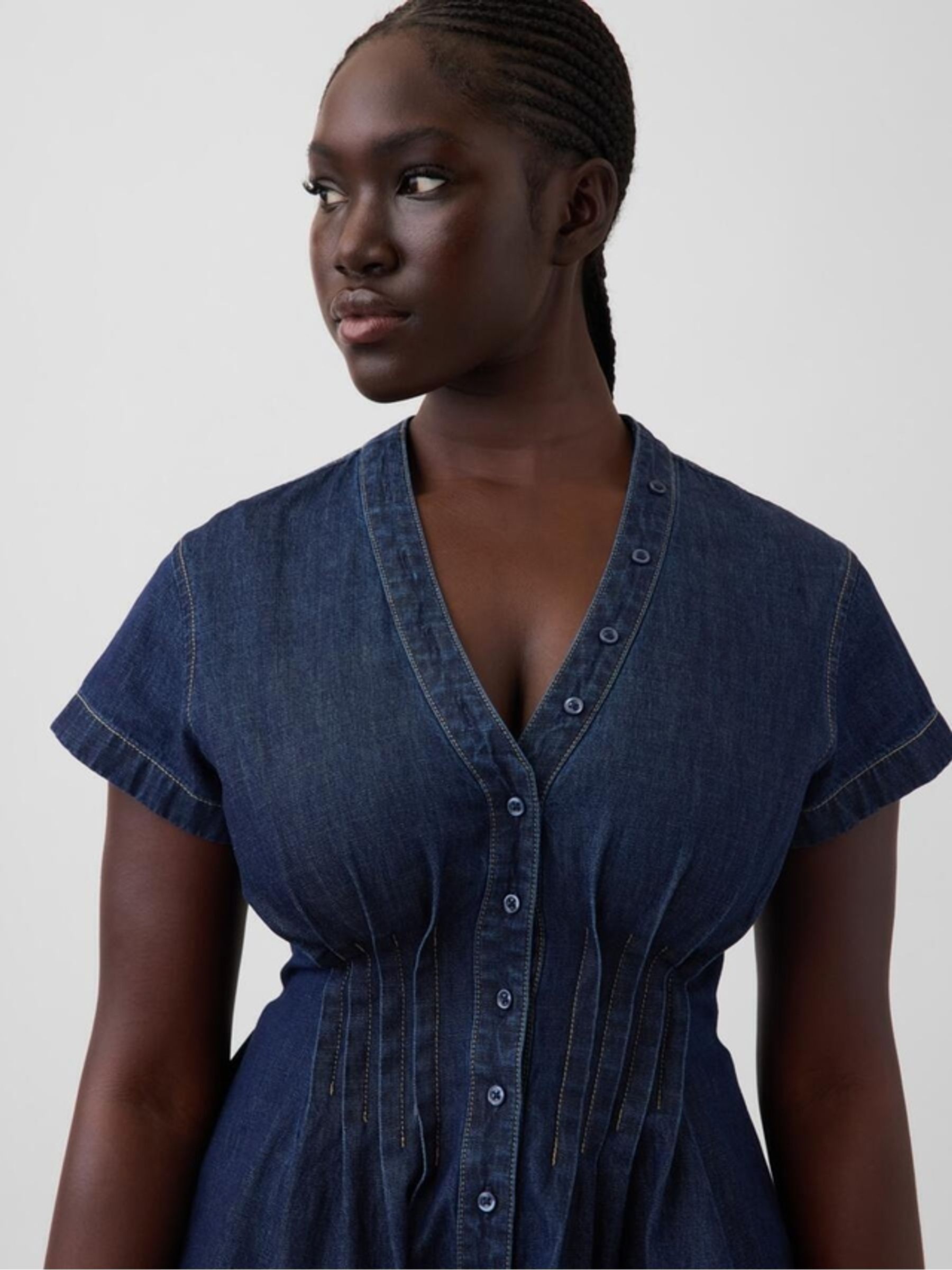 Gap x Harlem's Fashion Row Dark Wash Denim Peplum Top - Image 5 of 8